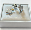 Sterling silver duck earrings