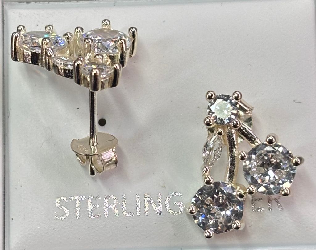 Sterling silver cherry shape c/z stood earrings