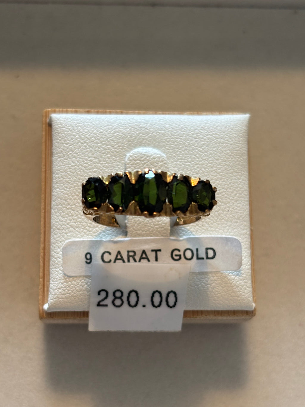 9ct gold tourmaline 5 stone ring