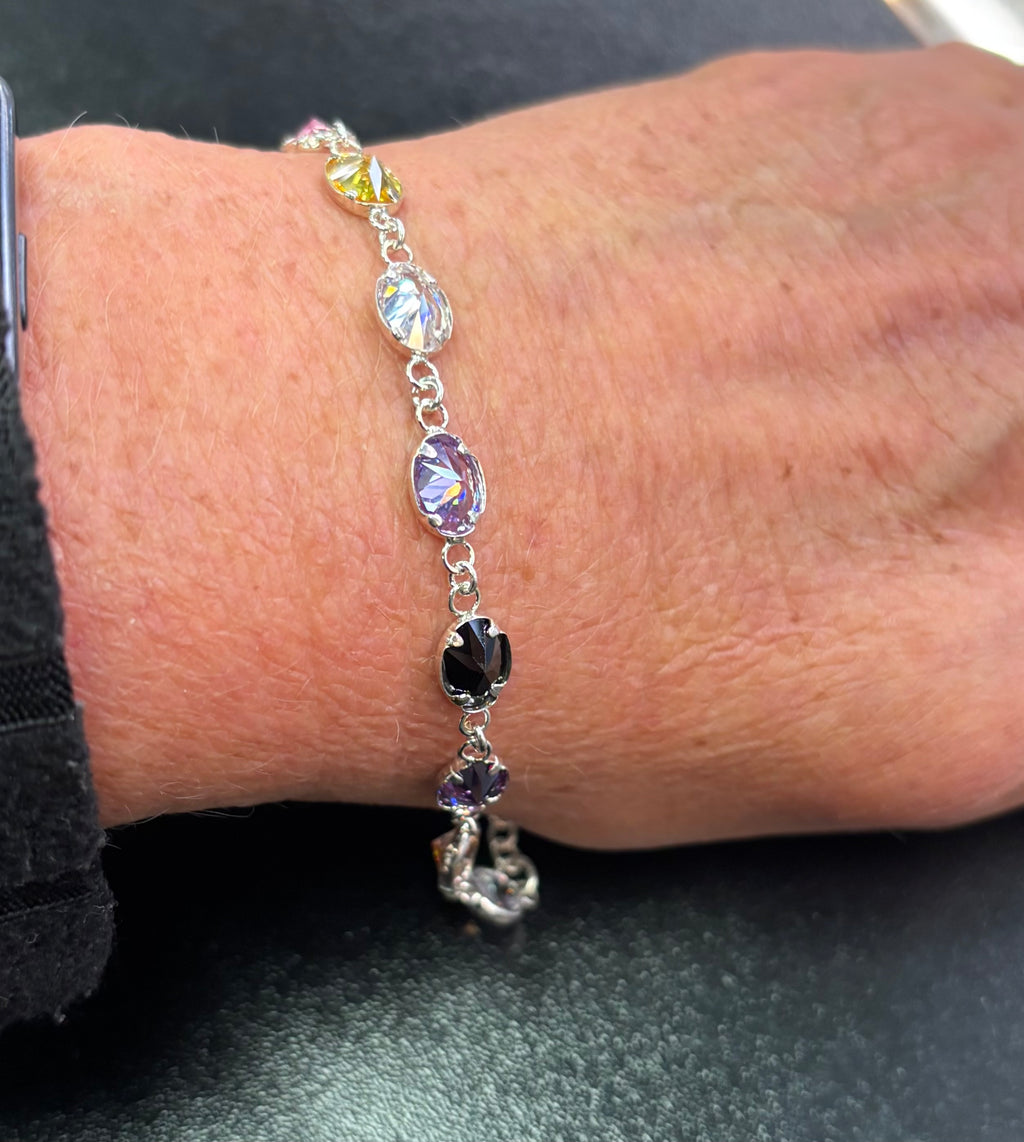 Sterling silver multicoloured bracelet