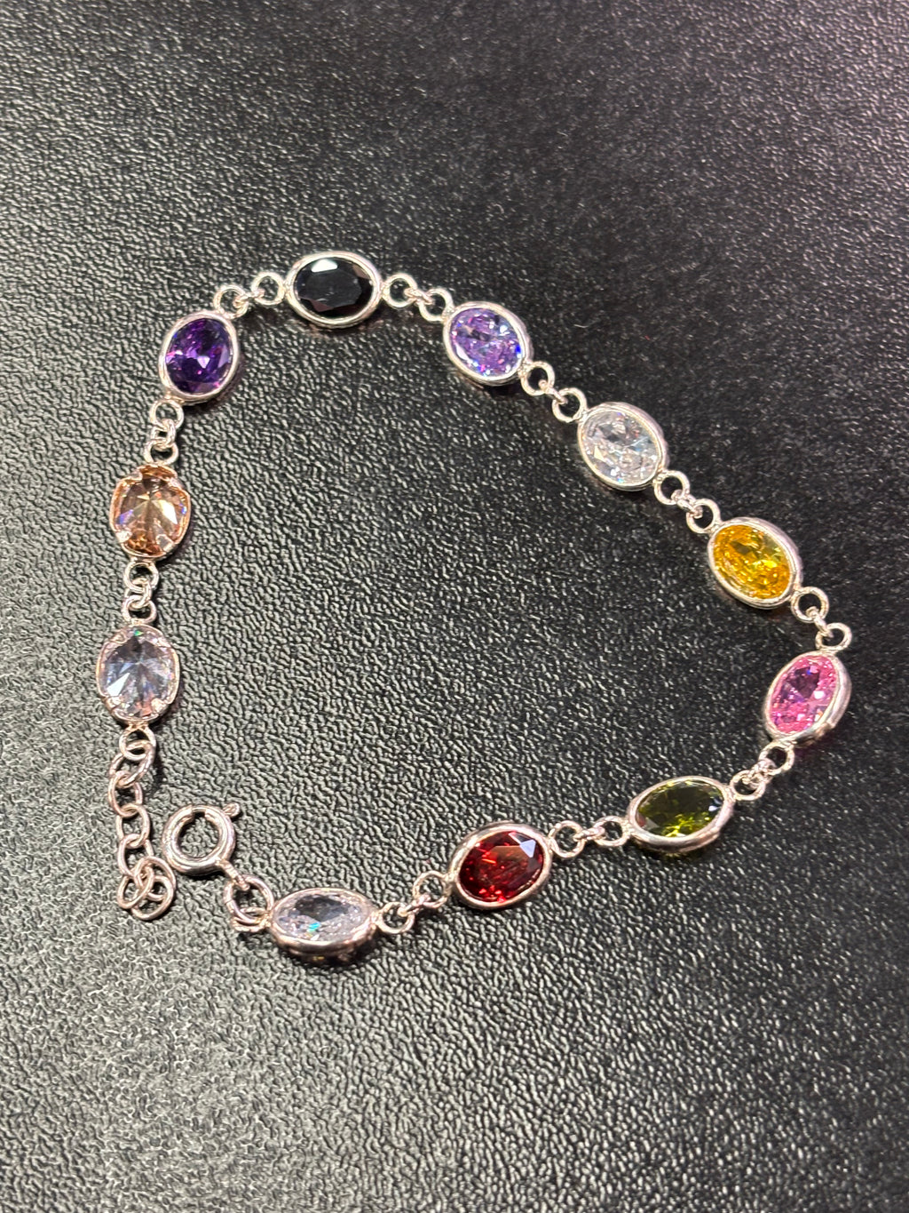 Sterling silver multicoloured bracelet