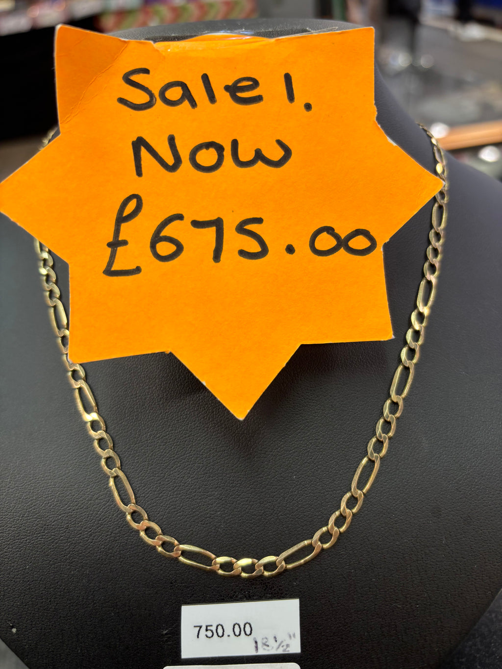 9ct gold figaro chain 18.5 inch