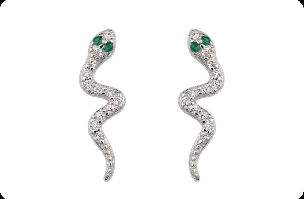 Sterling silver  stud snake earrings