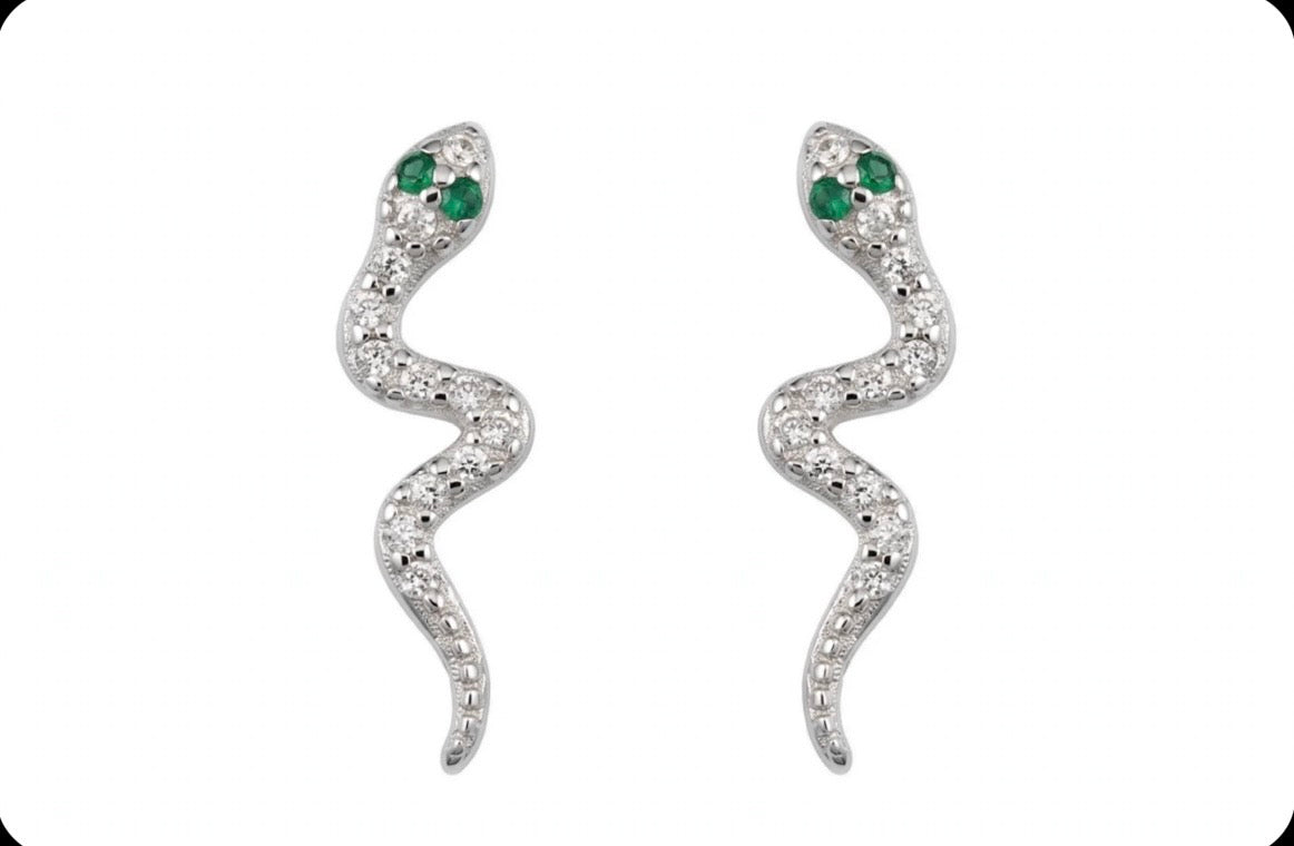 Sterling silver  stud snake earrings