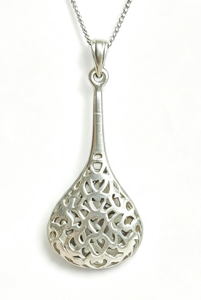 Sterling silver cutout hearts drop pendant necklace