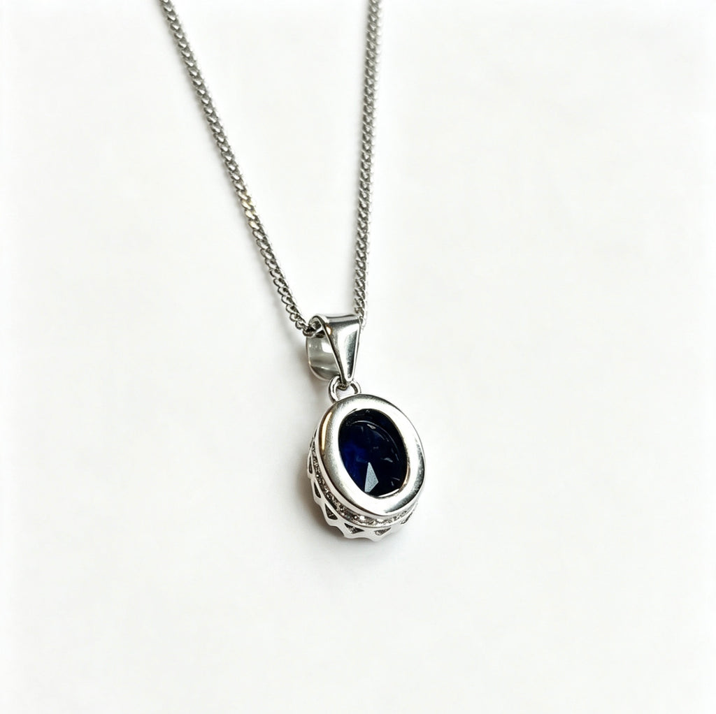 924 sterling silver & sapphire drop necklace