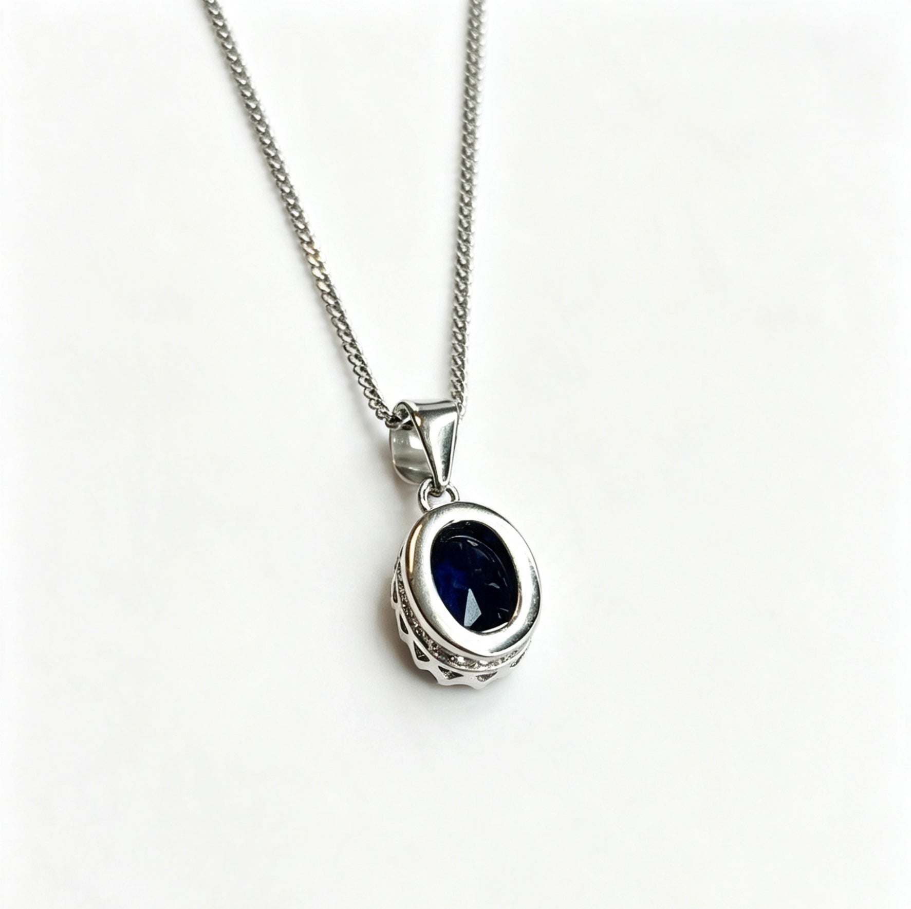 924 sterling silver & sapphire drop necklace