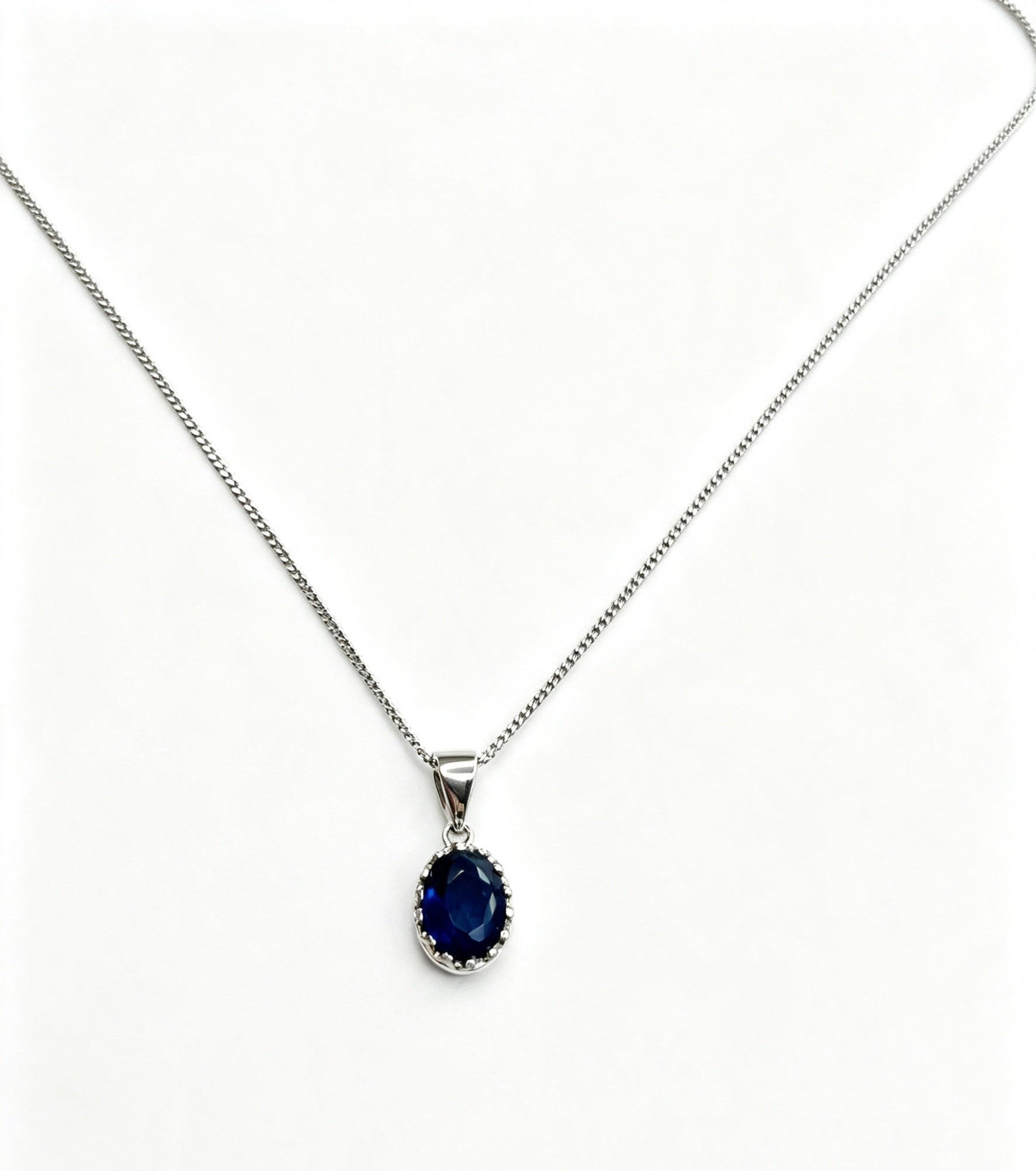 924 sterling silver & sapphire drop necklace