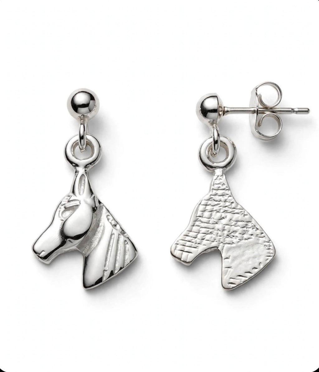 Sterling silver horse head studded earrings