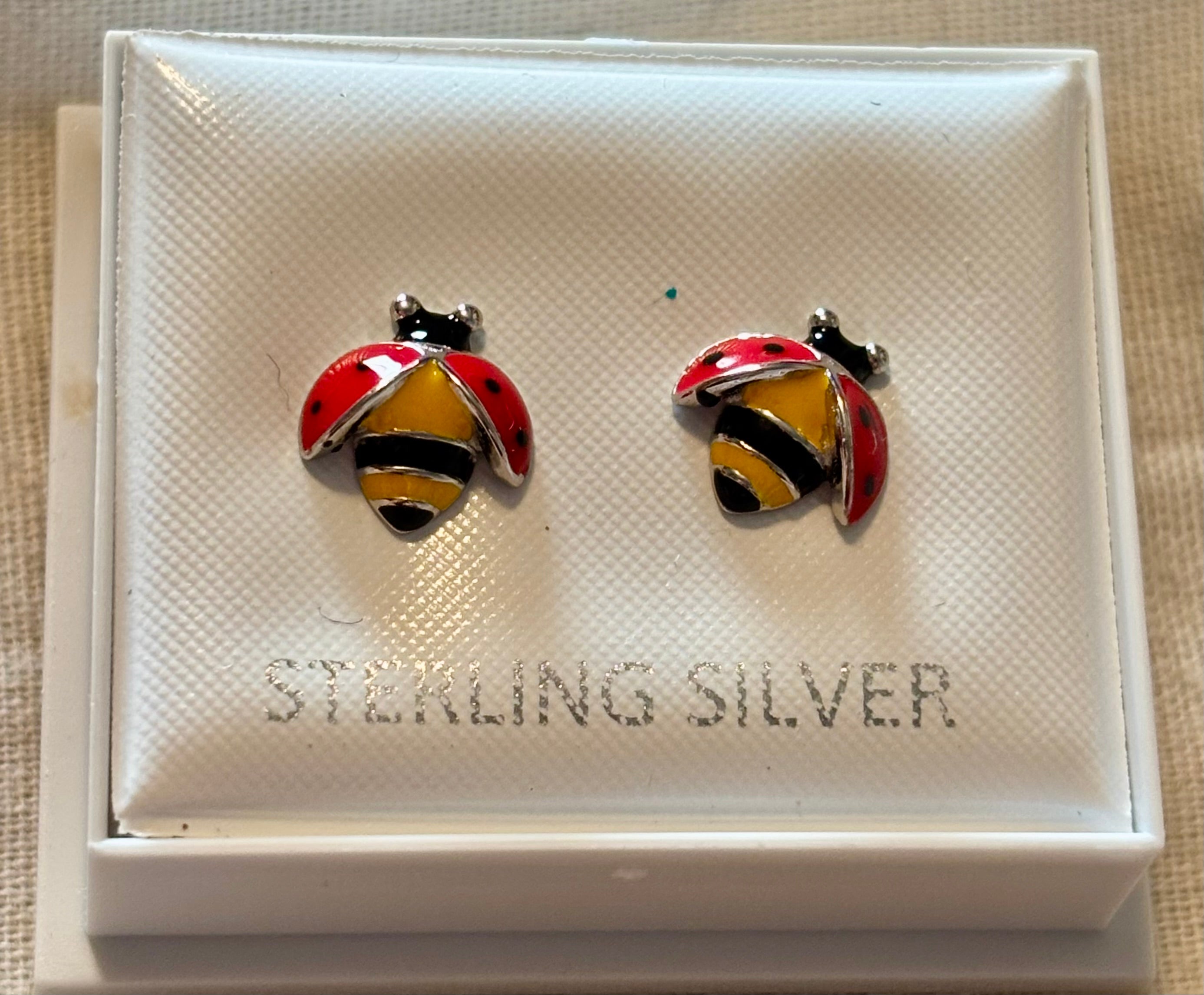 Sterling silver ladybird earrings ￼