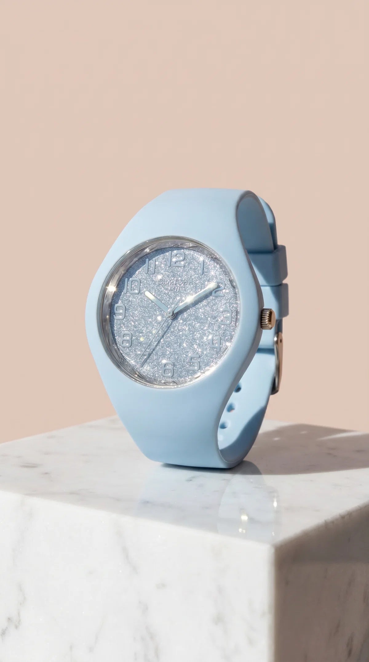 Light blue Gradient Glitter Face Silicone Watch