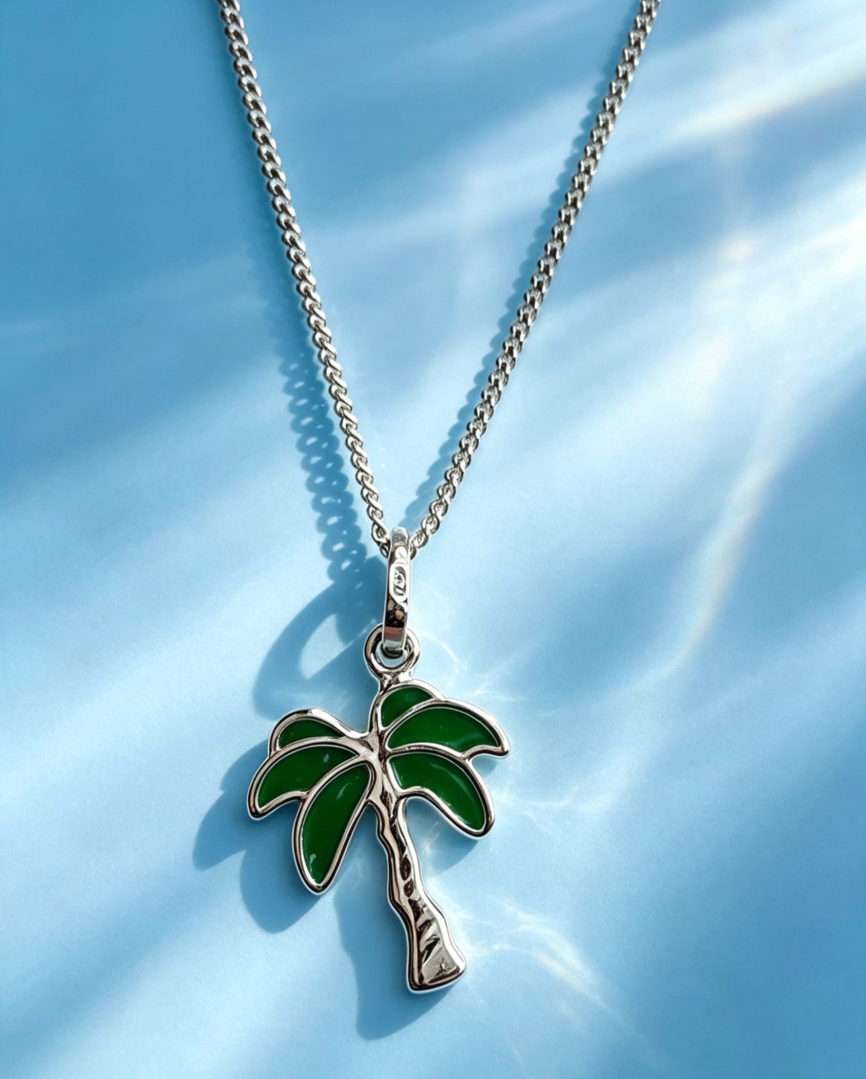 925 sterling silver palm tree pendant