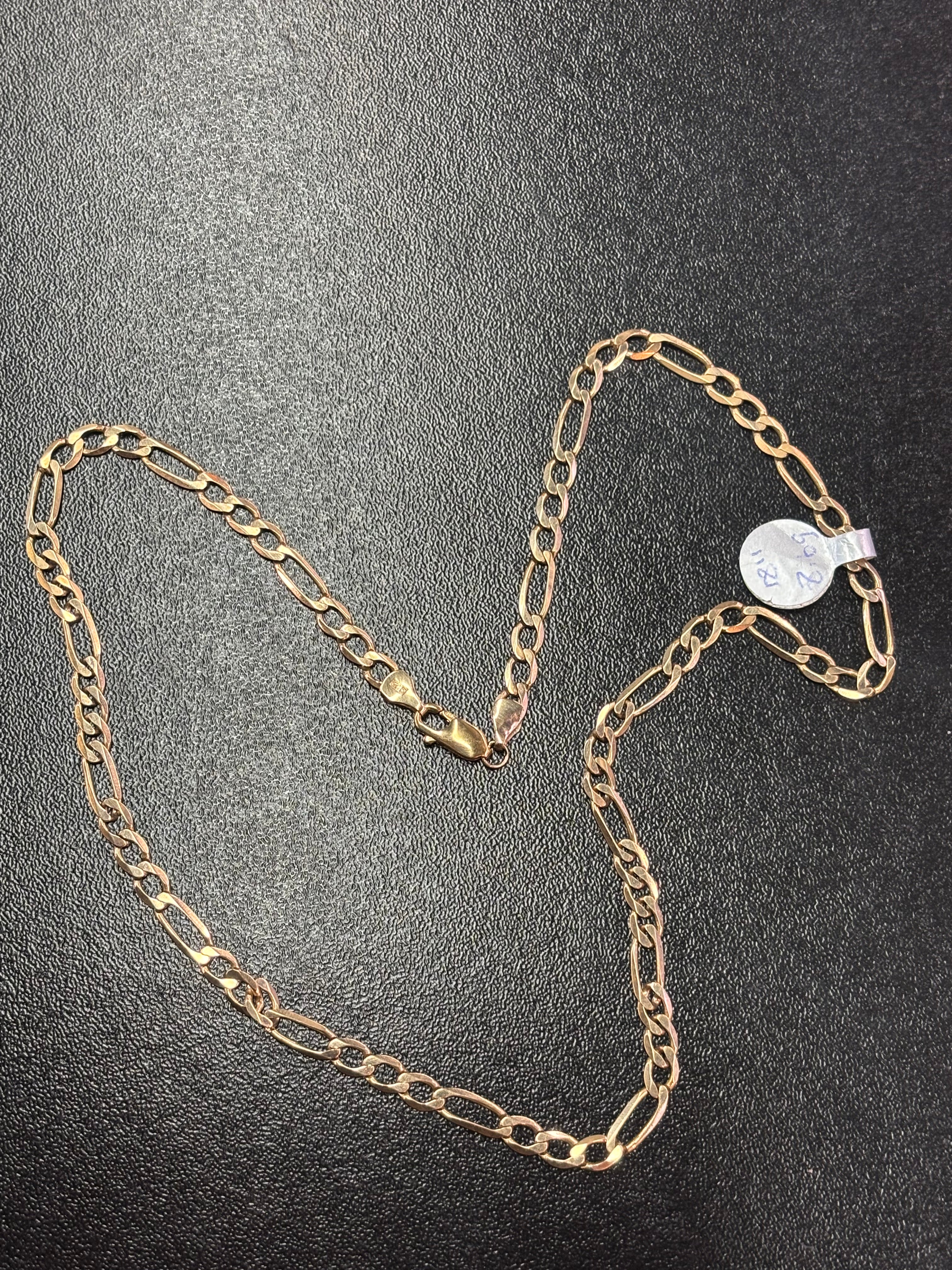 9ct gold figaro chain 18.5 inch