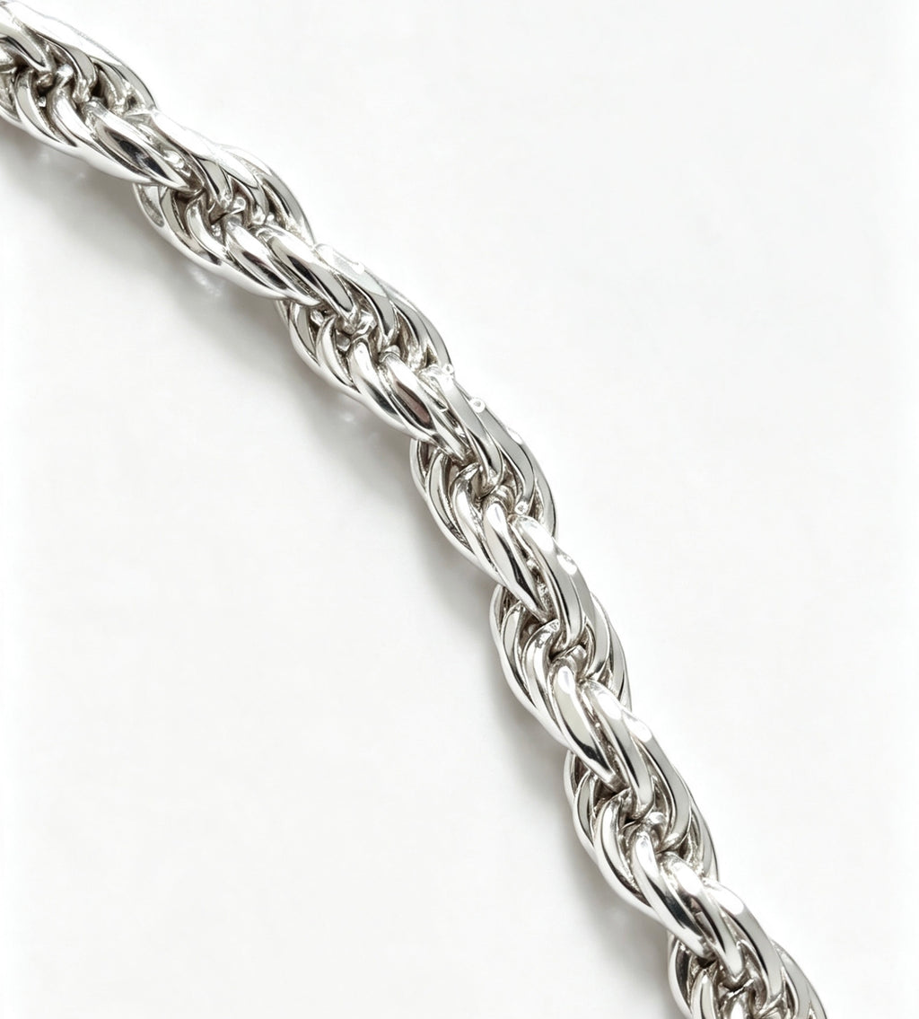 925 Sterling silver gents solid rope bracelet ￼