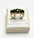 9ct gold tourmaline 5 stone ring
