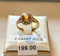 9ct gold citrine &c/z cluster ring