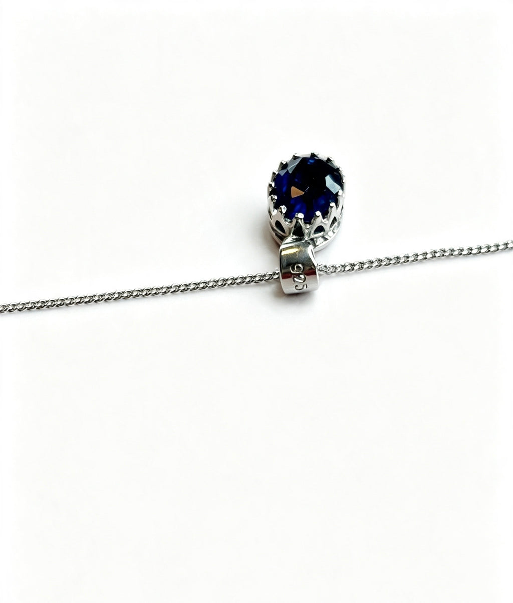 924 sterling silver & sapphire drop necklace