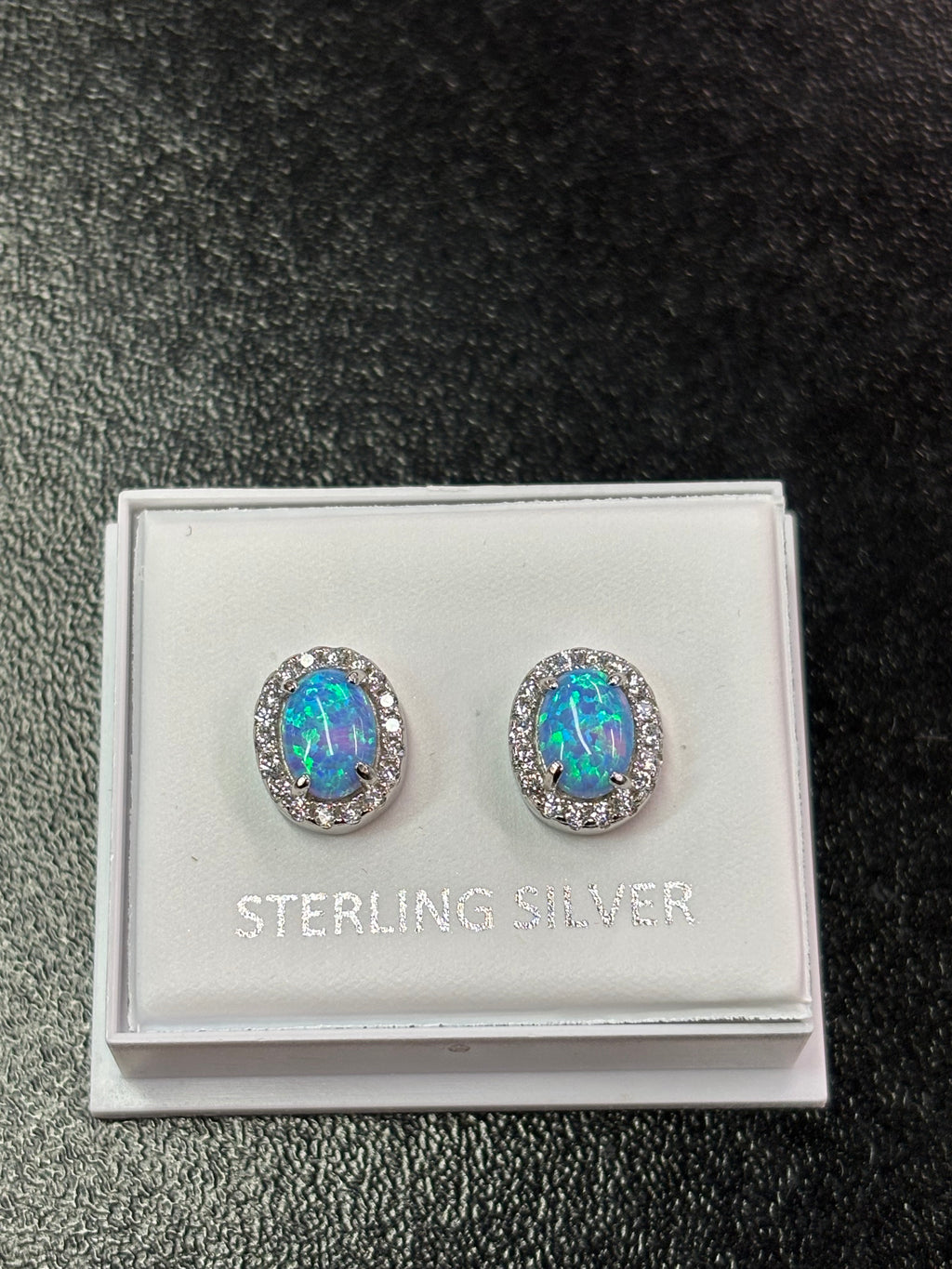 Sterling silver blue opal earrings