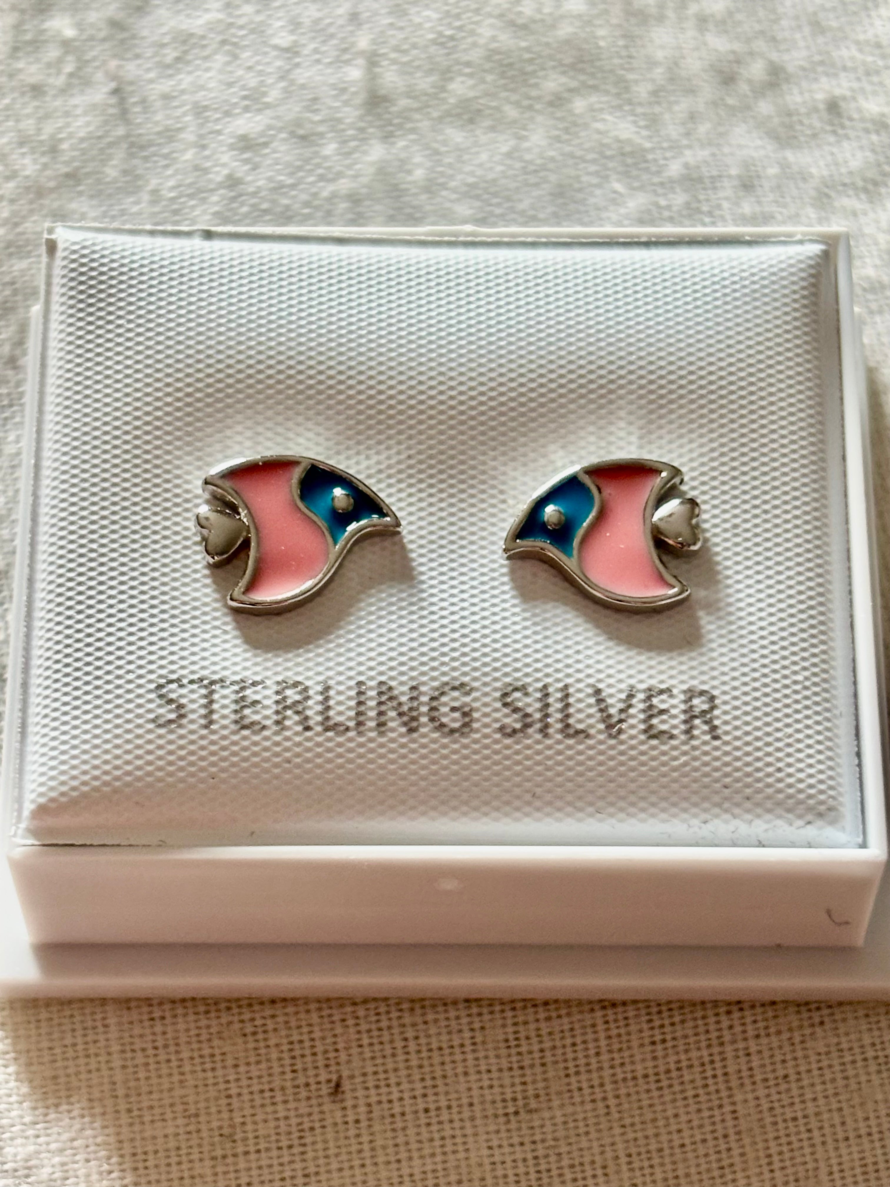 Sterling silver fish earrings