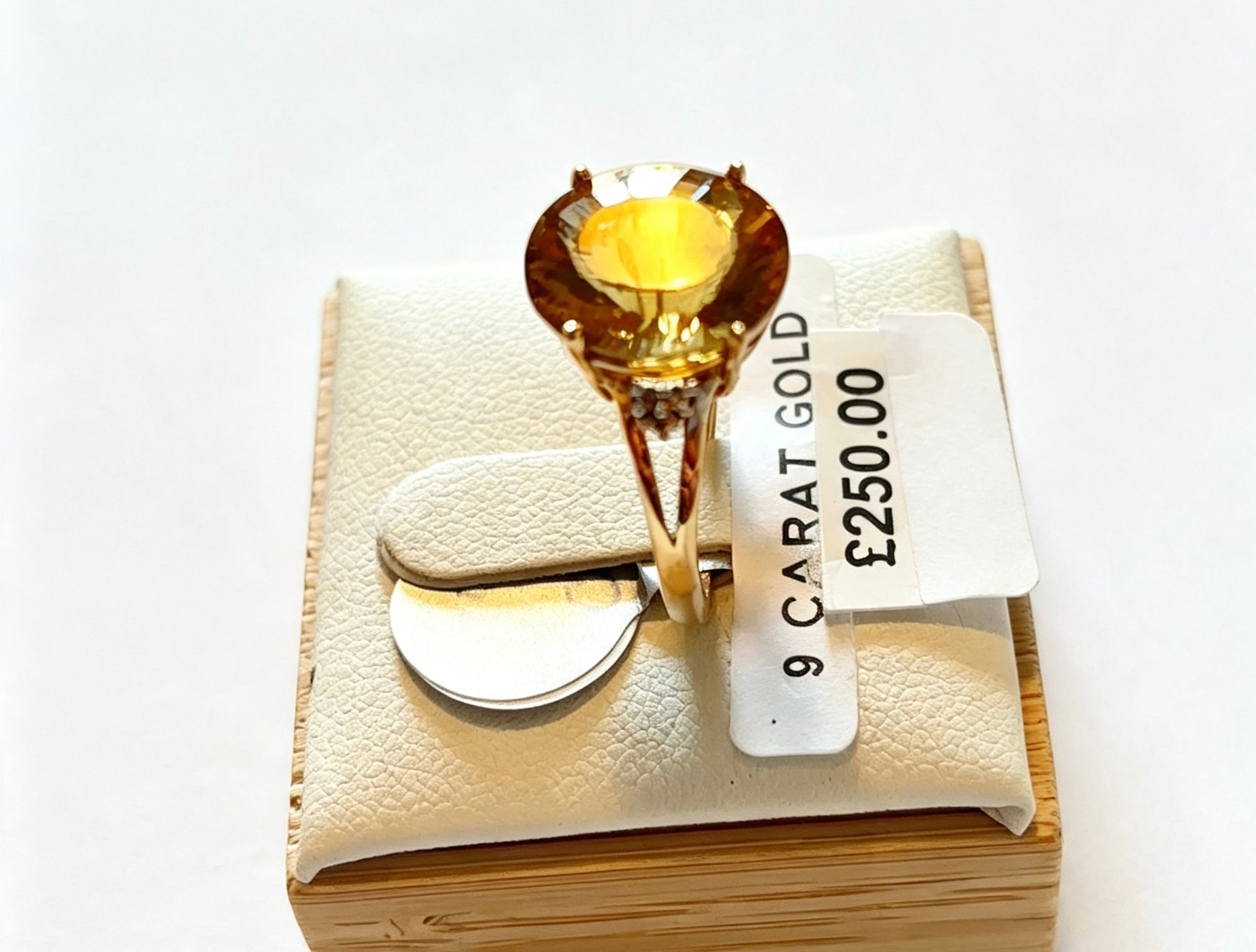 9ct gold yellow citrine and diamond ring