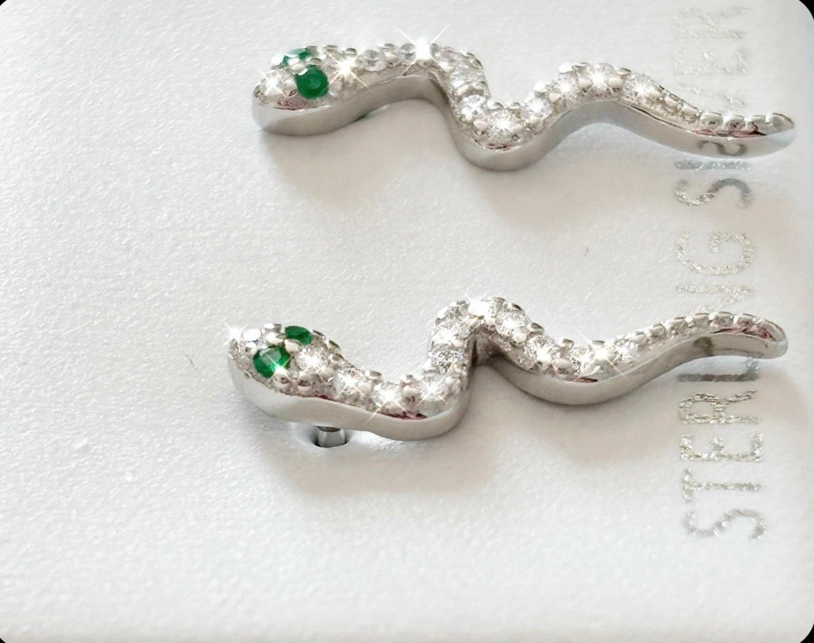 Sterling silver  stud snake earrings