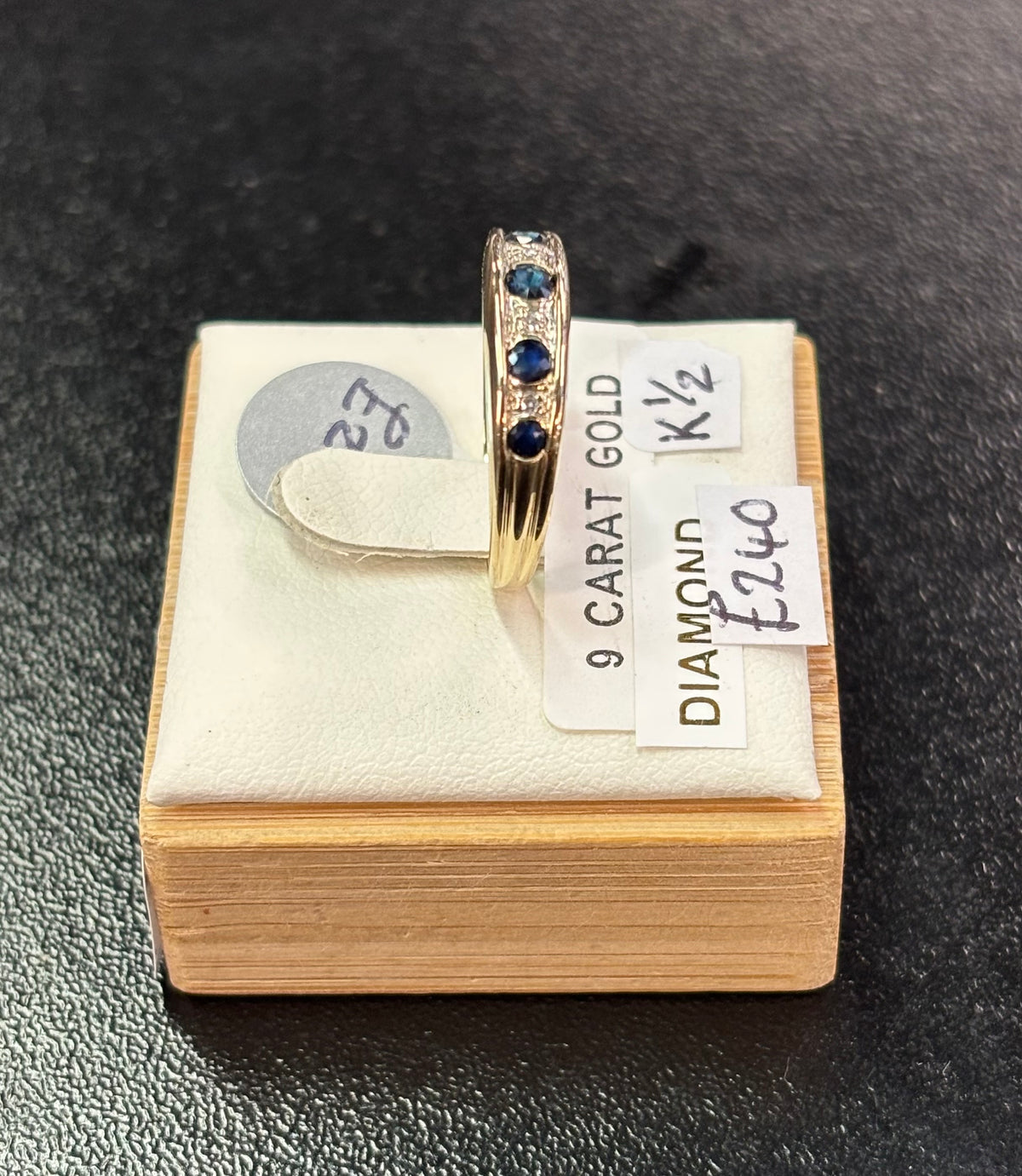 9ct gold sapphire & diamond 1/2 eternity ring