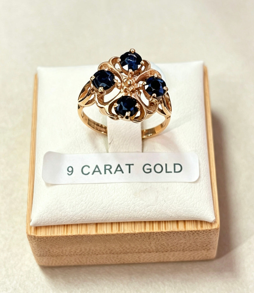 9ct 4 stone  vintage sapphire ring