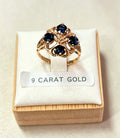 9ct 4 stone  vintage sapphire ring