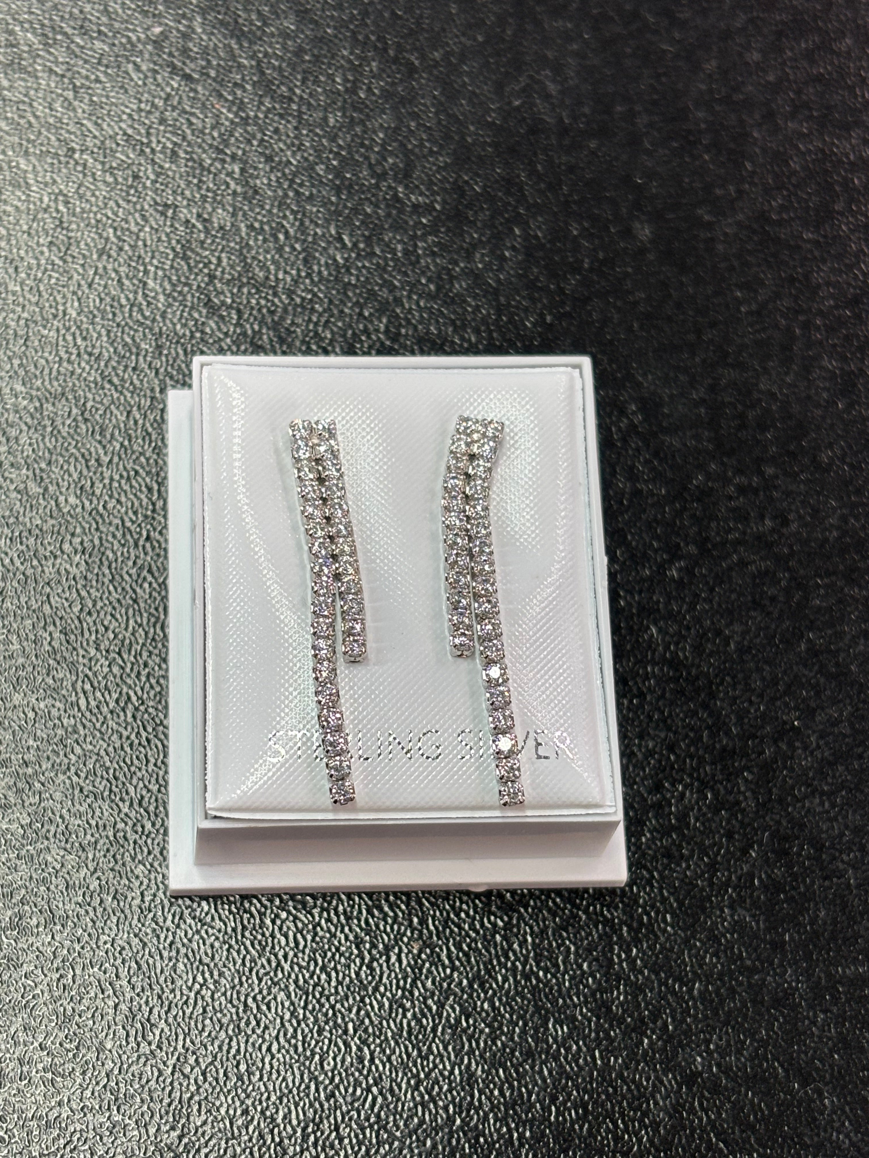 Sterling silver cubic zirconia drop earrings