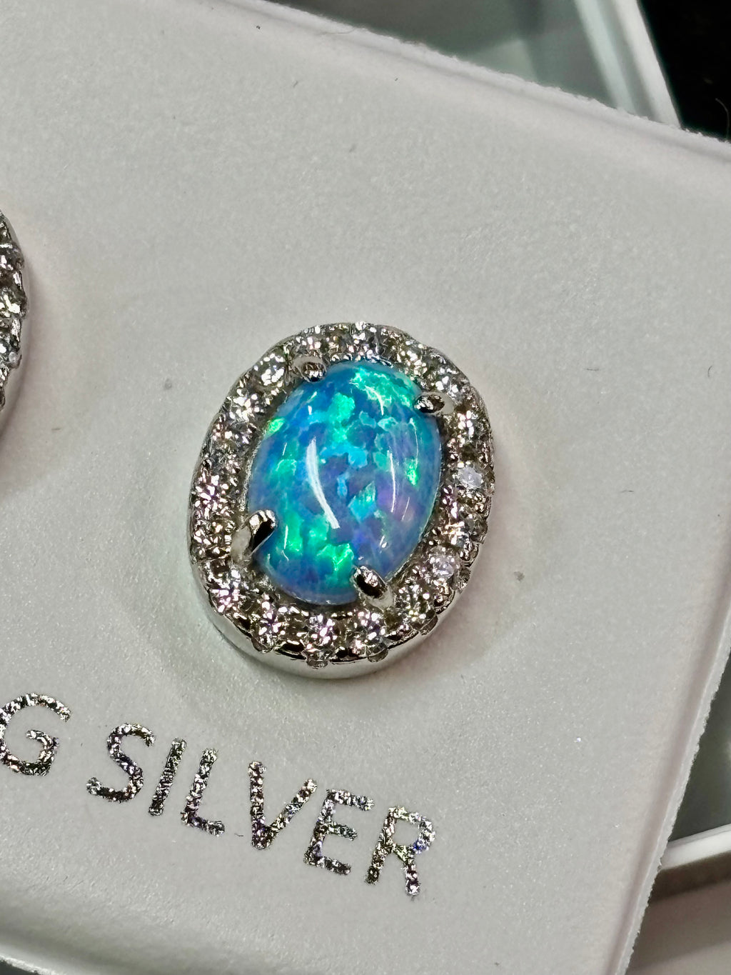 Sterling silver blue opal earrings