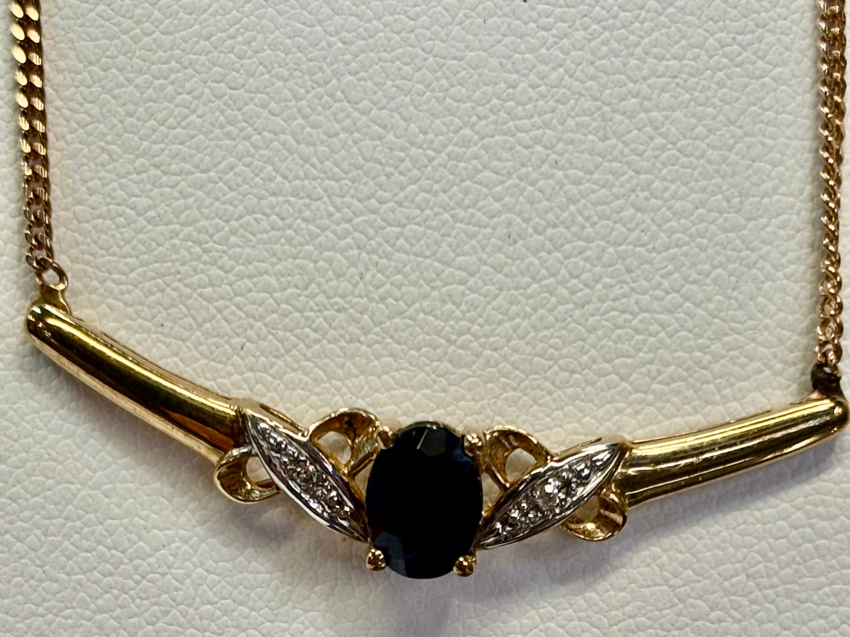 9ct gold sapphire and diamond necklass