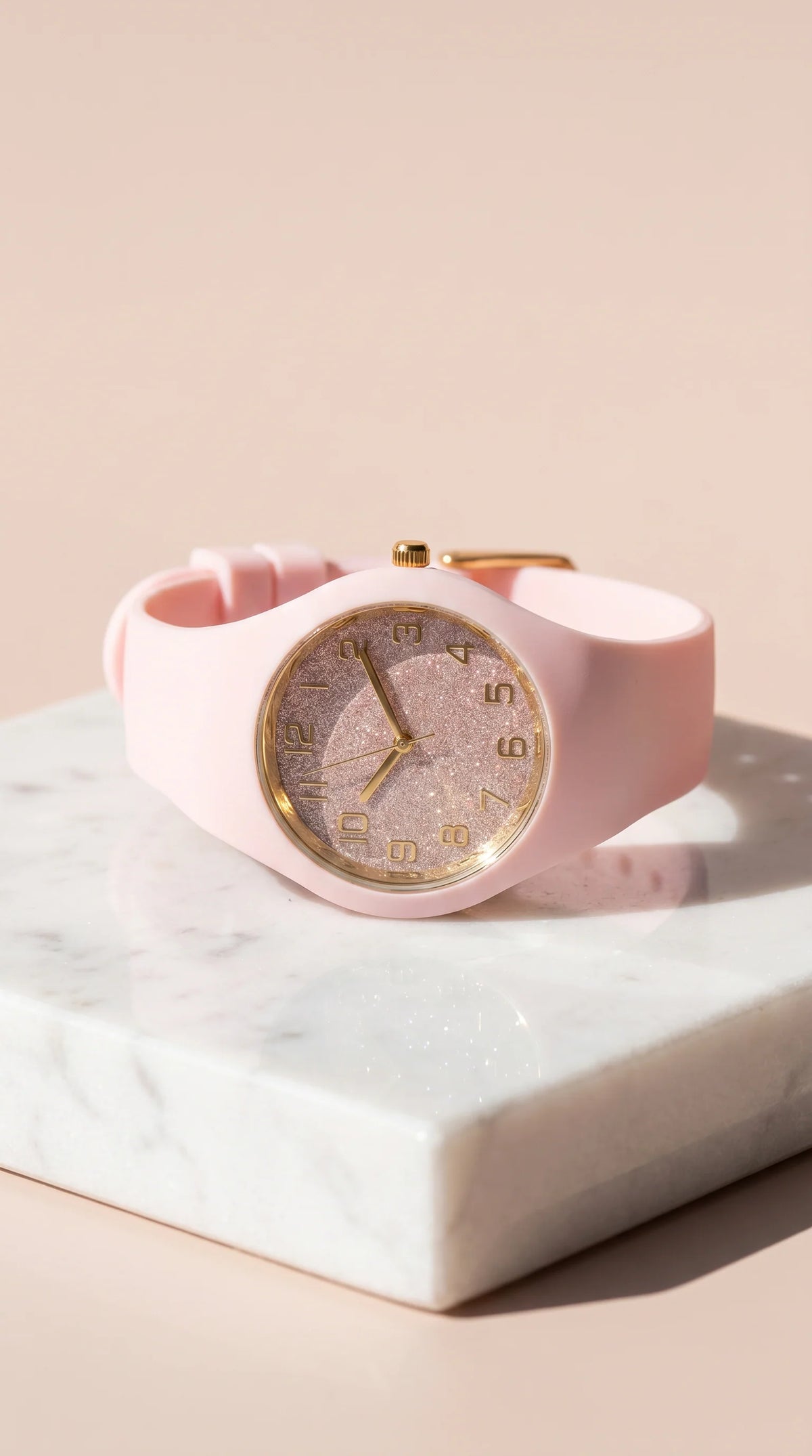 Pink Gradient Glitter Face Silicone Watch