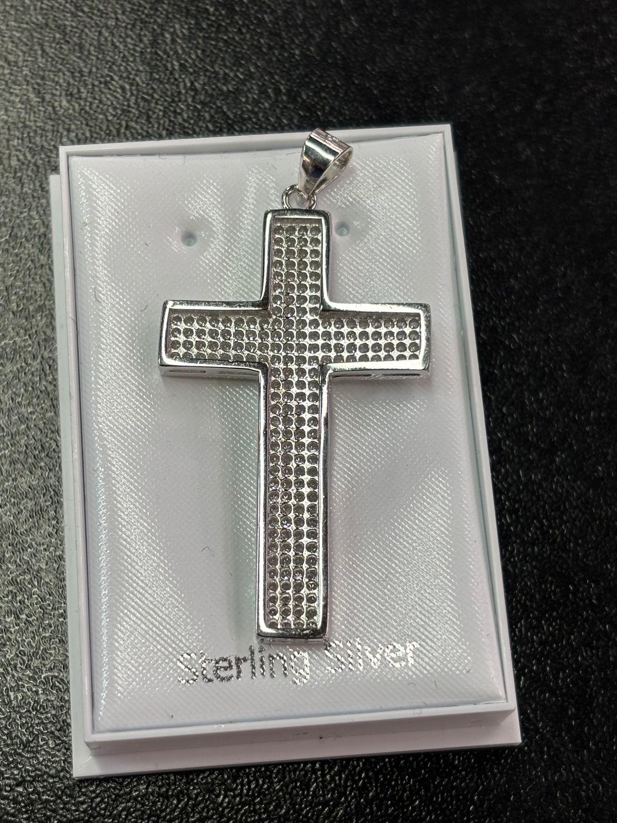 Sterling silver large c/z cross