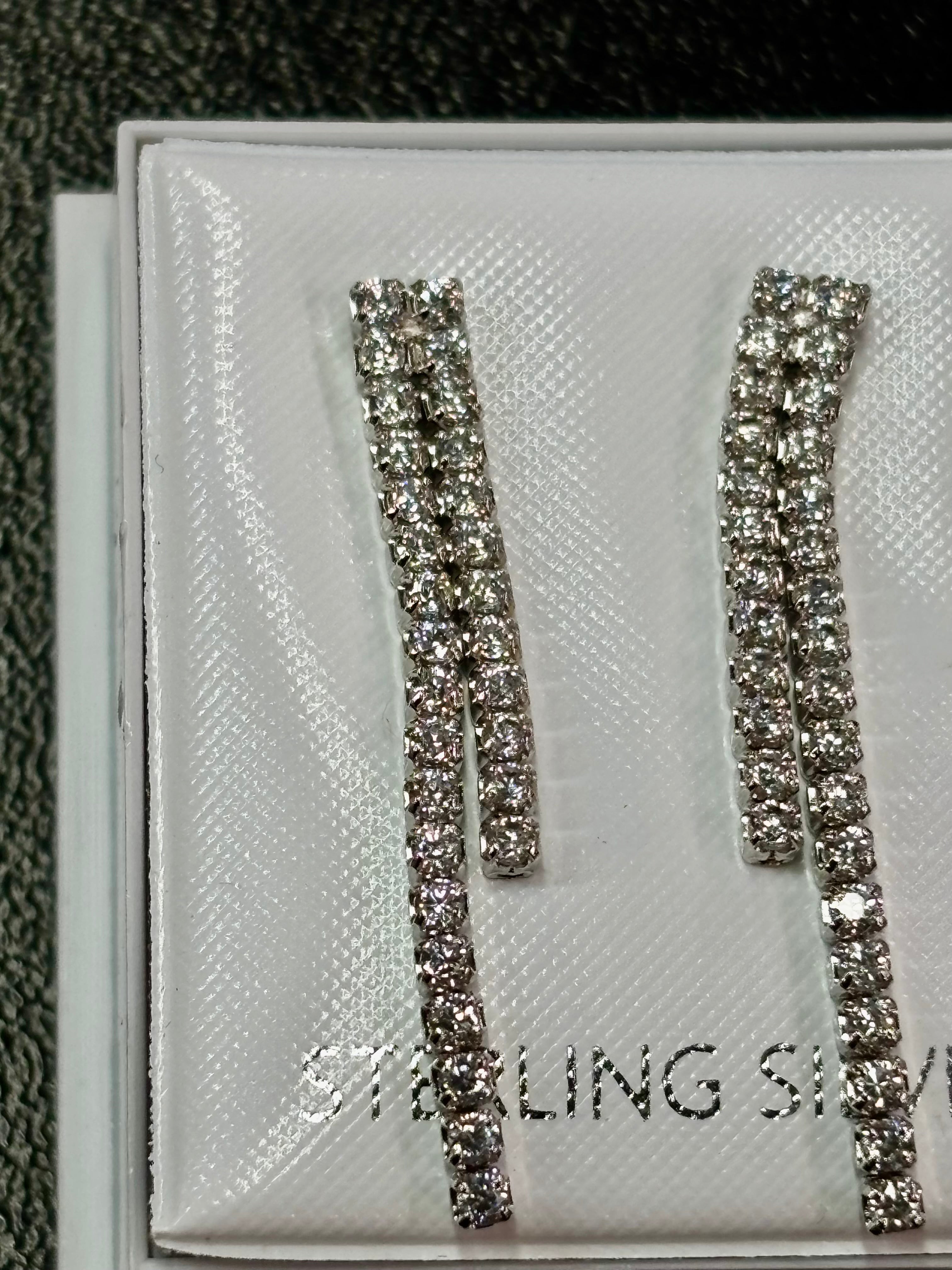 Sterling silver cubic zirconia drop earrings