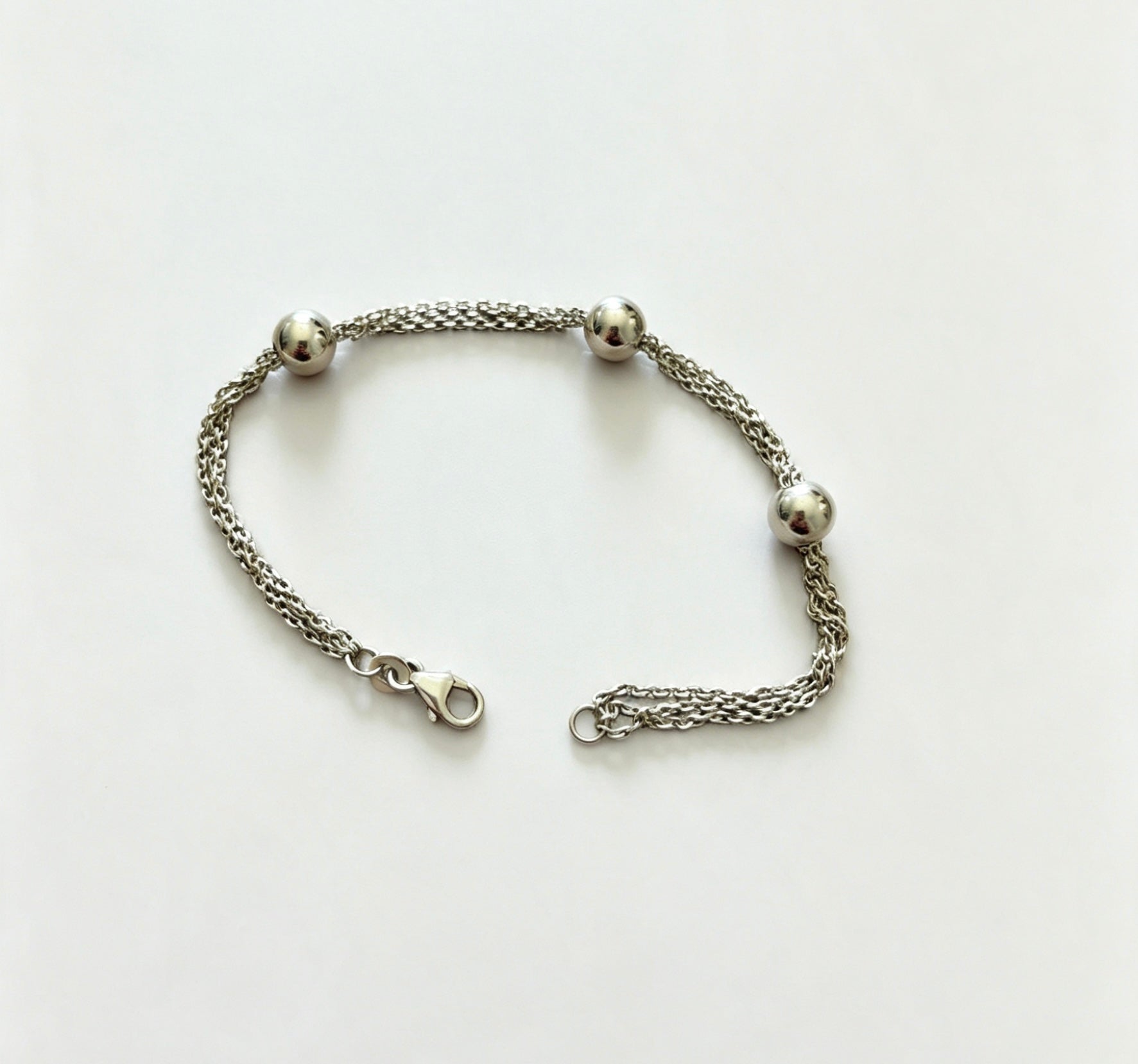 925 sterling silver chain & ball bracelet