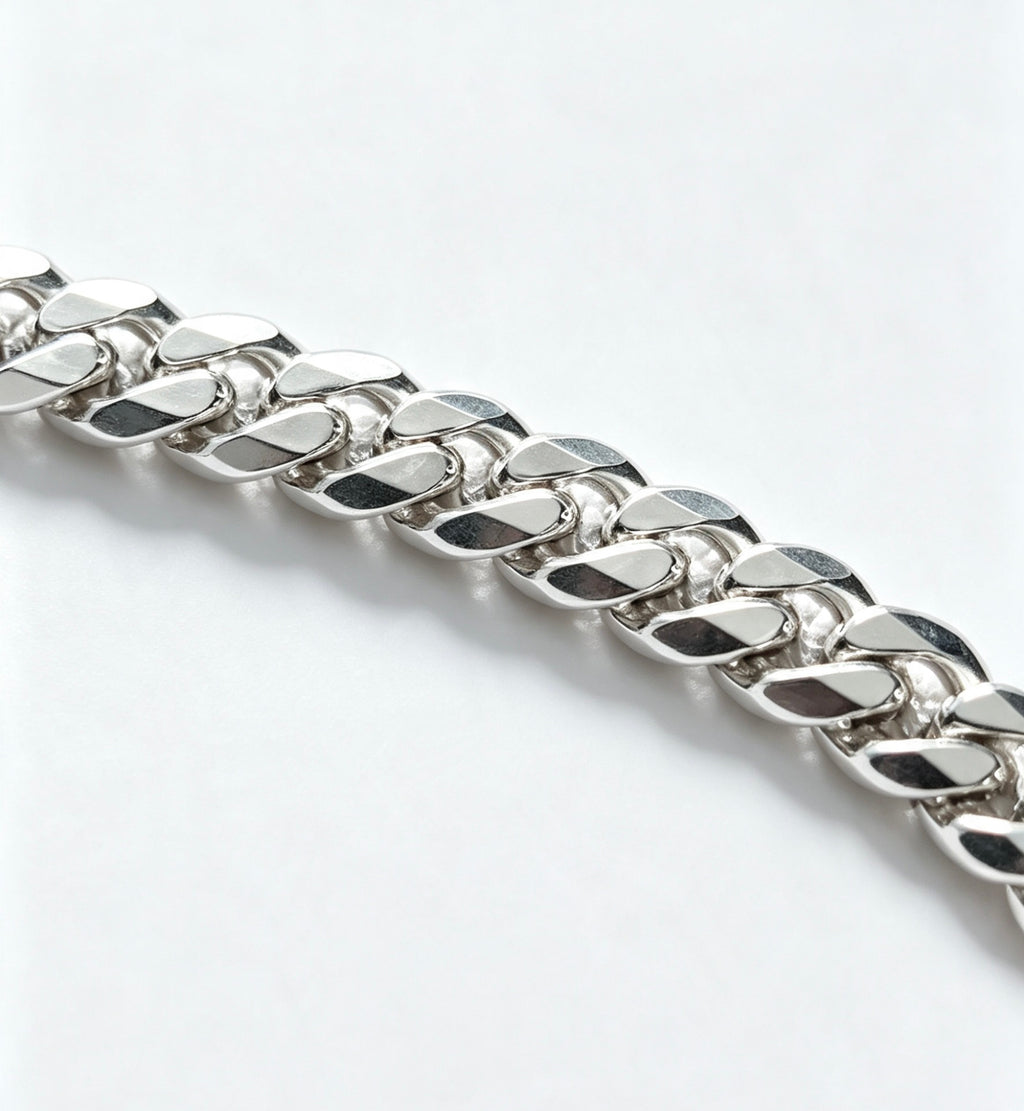 925 gents sterling silver rounded curb bracelet ￼