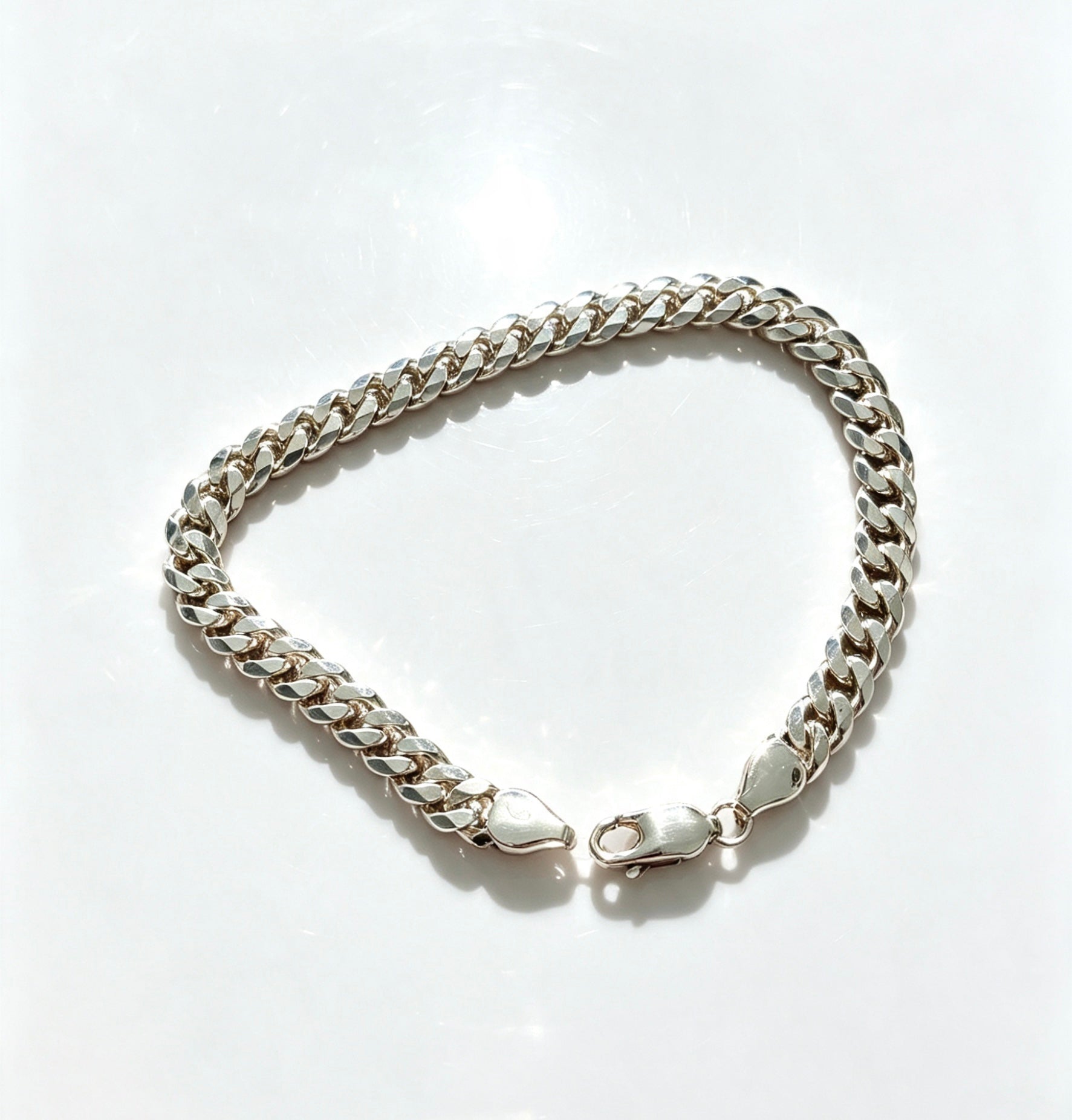925 gents sterling silver rounded curb bracelet ￼
