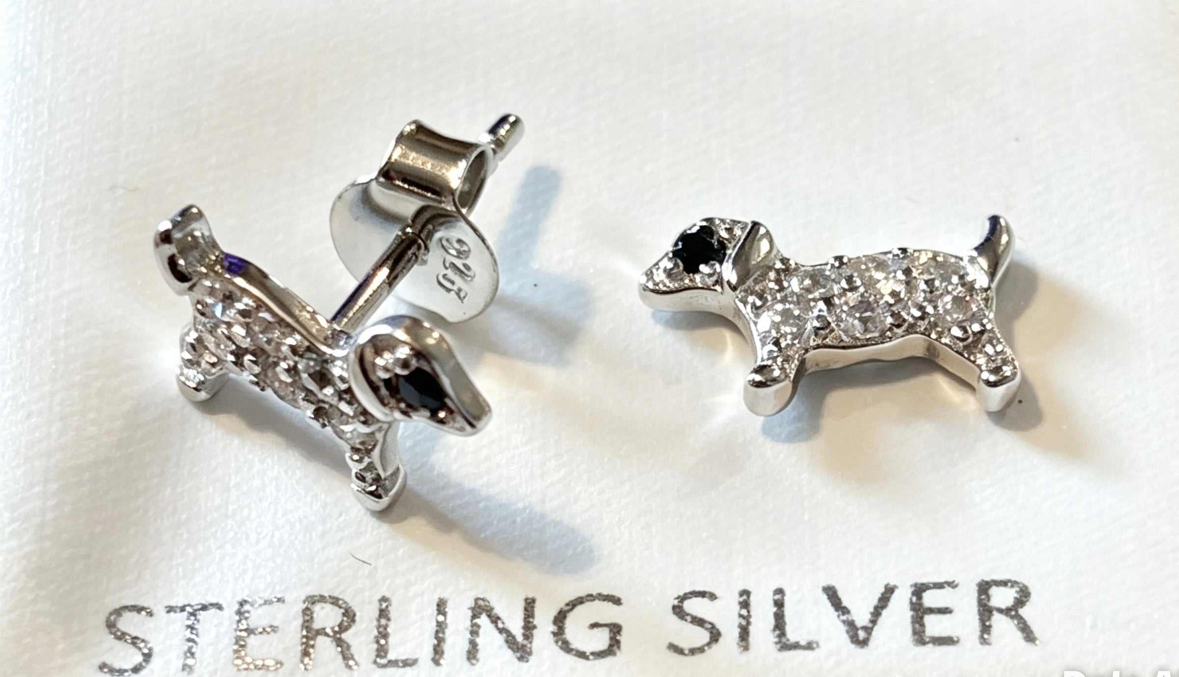 Sterling silver c/z  dog earrings