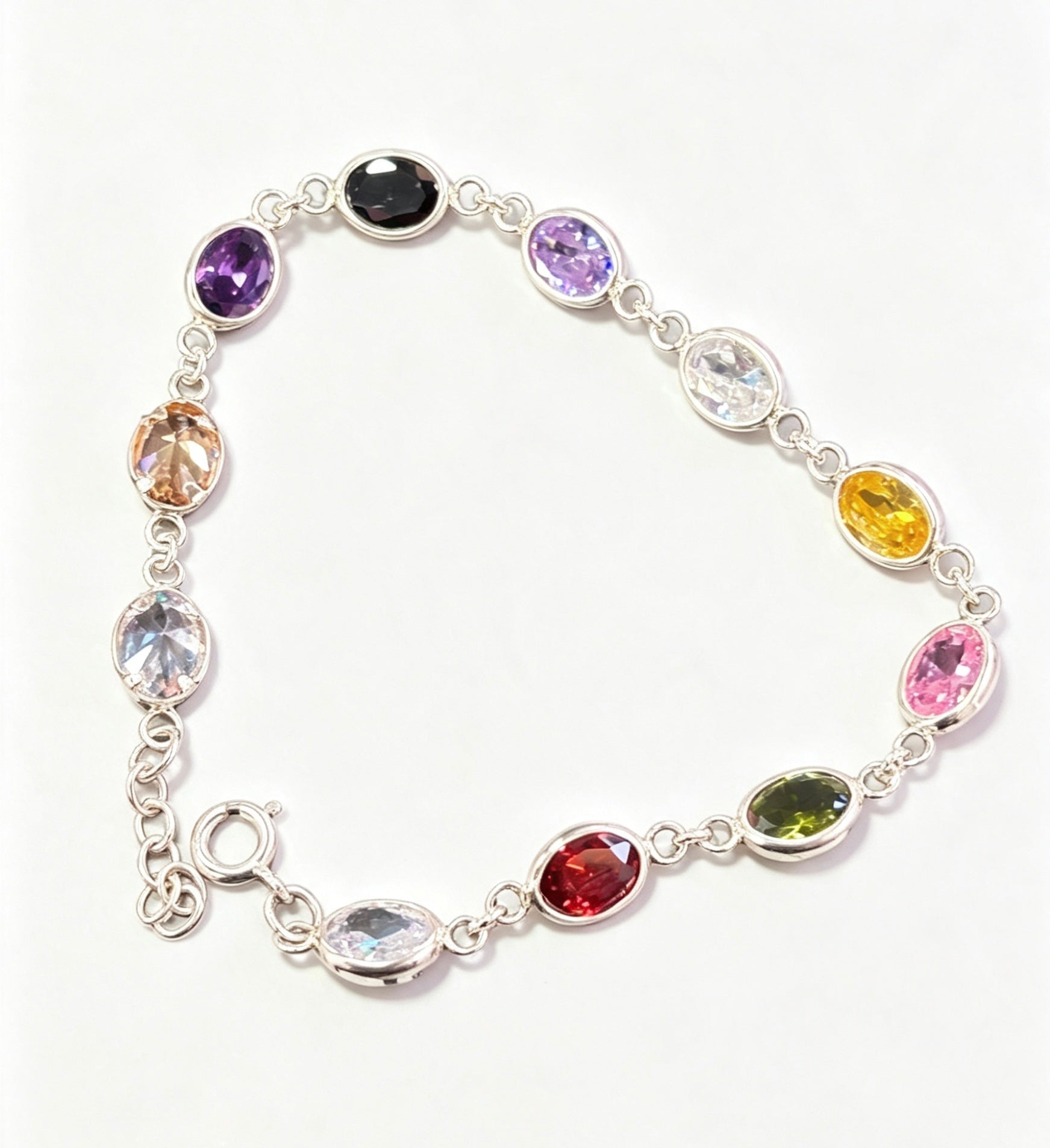 Sterling silver multicoloured bracelet