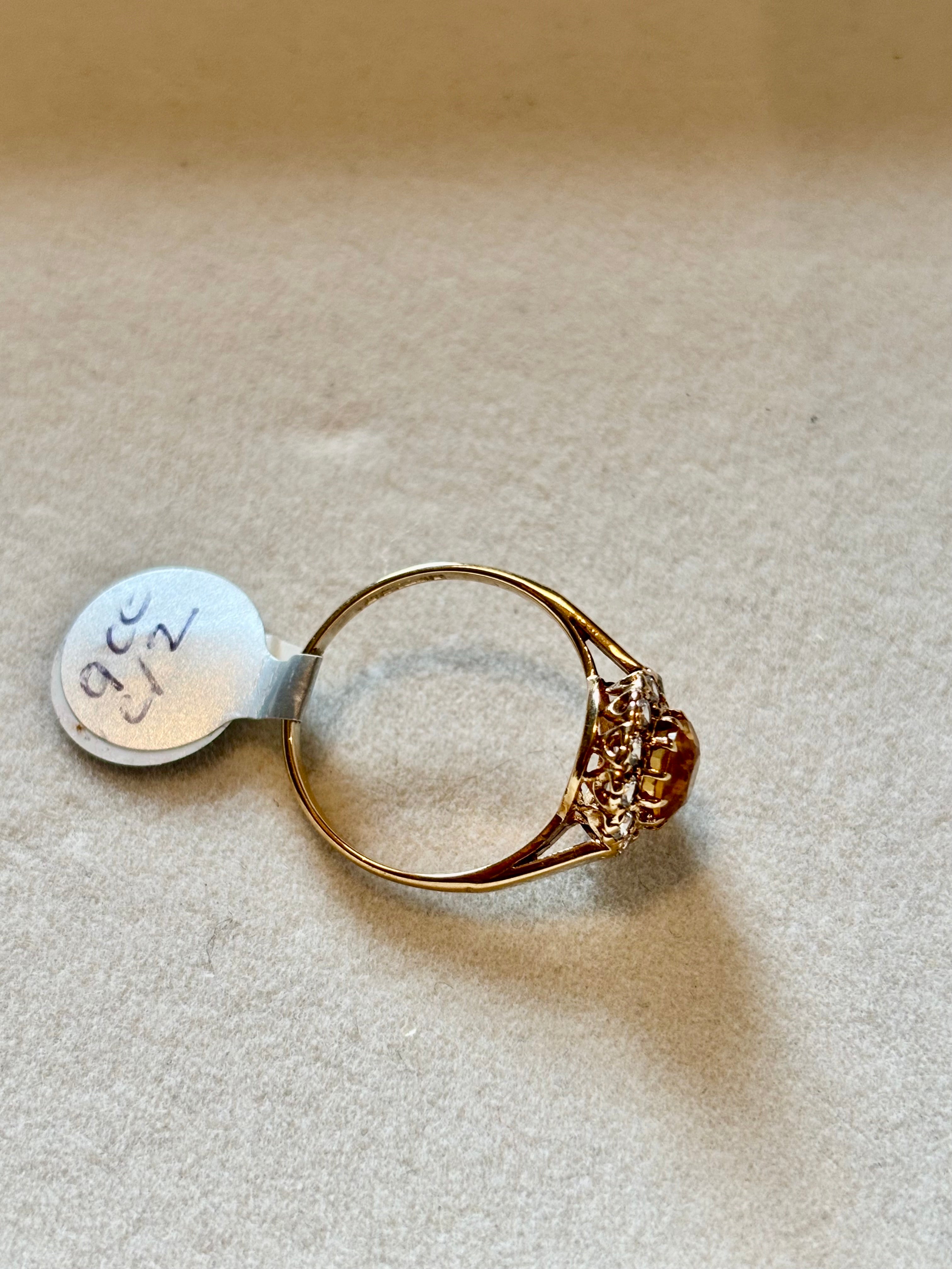 9ct gold citrine &c/z cluster ring