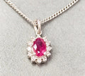 9ct white gold diamond and ruby necklace