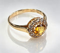 9ct gold citrine & c/z  cluster ring O