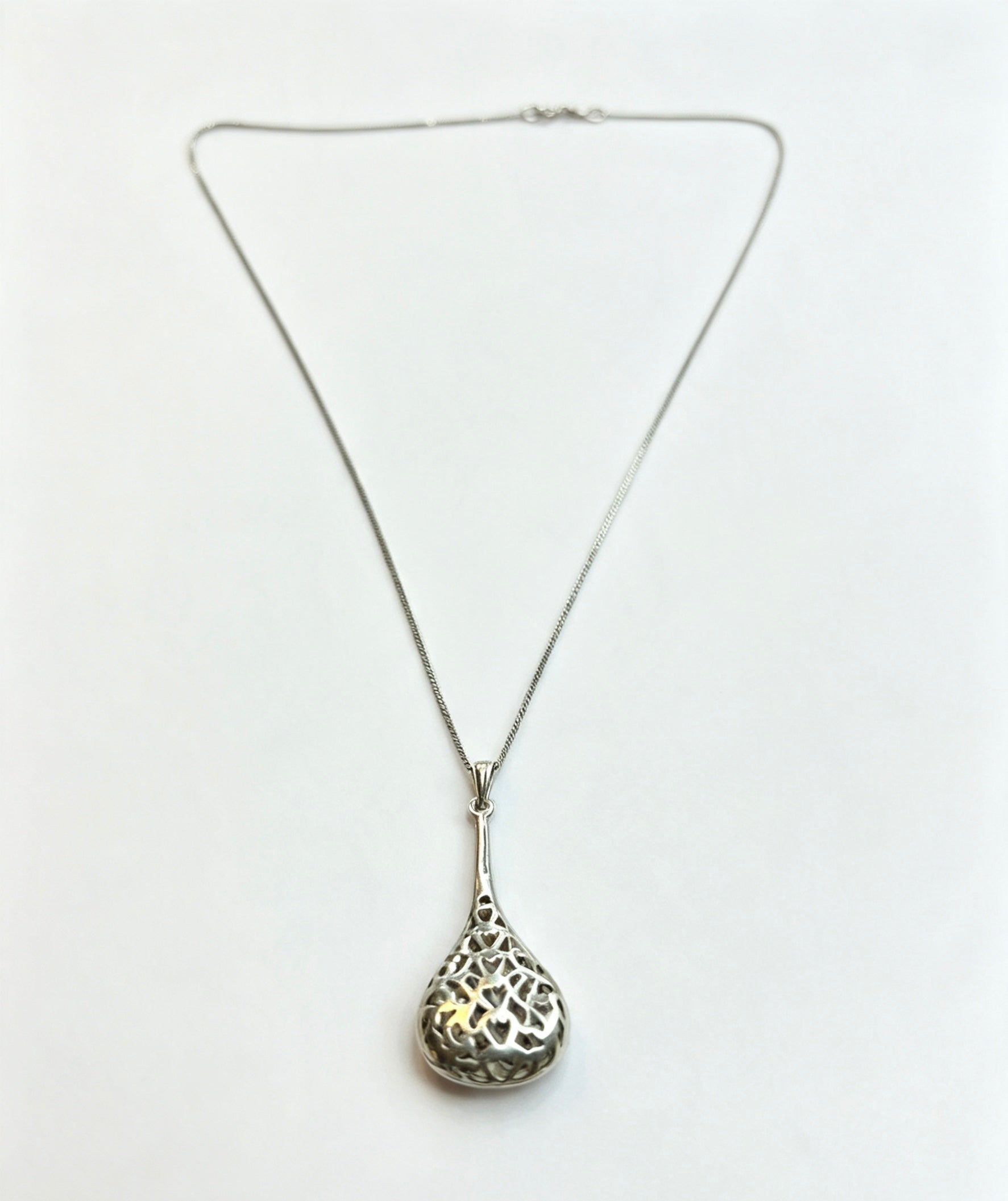 Sterling silver cutout hearts drop pendant necklace
