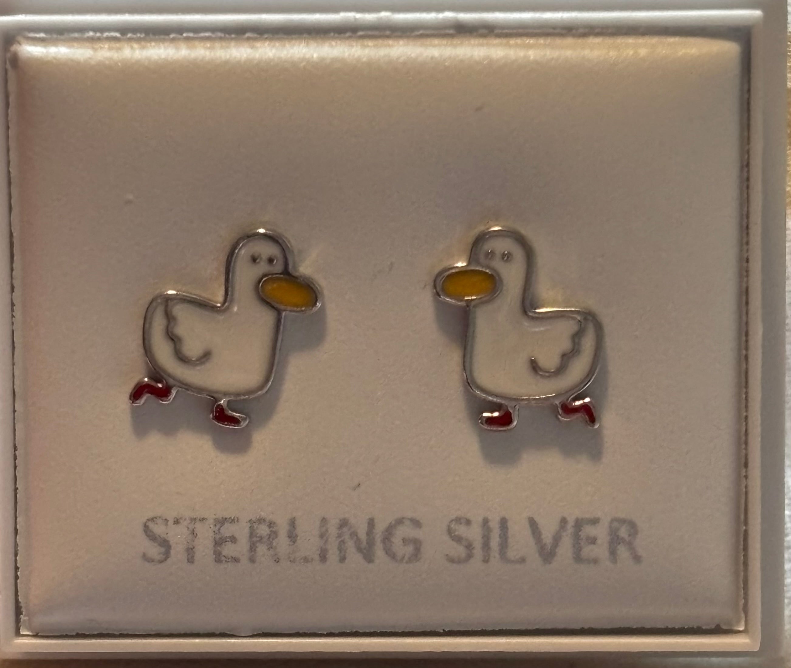Sterling silver duck earrings