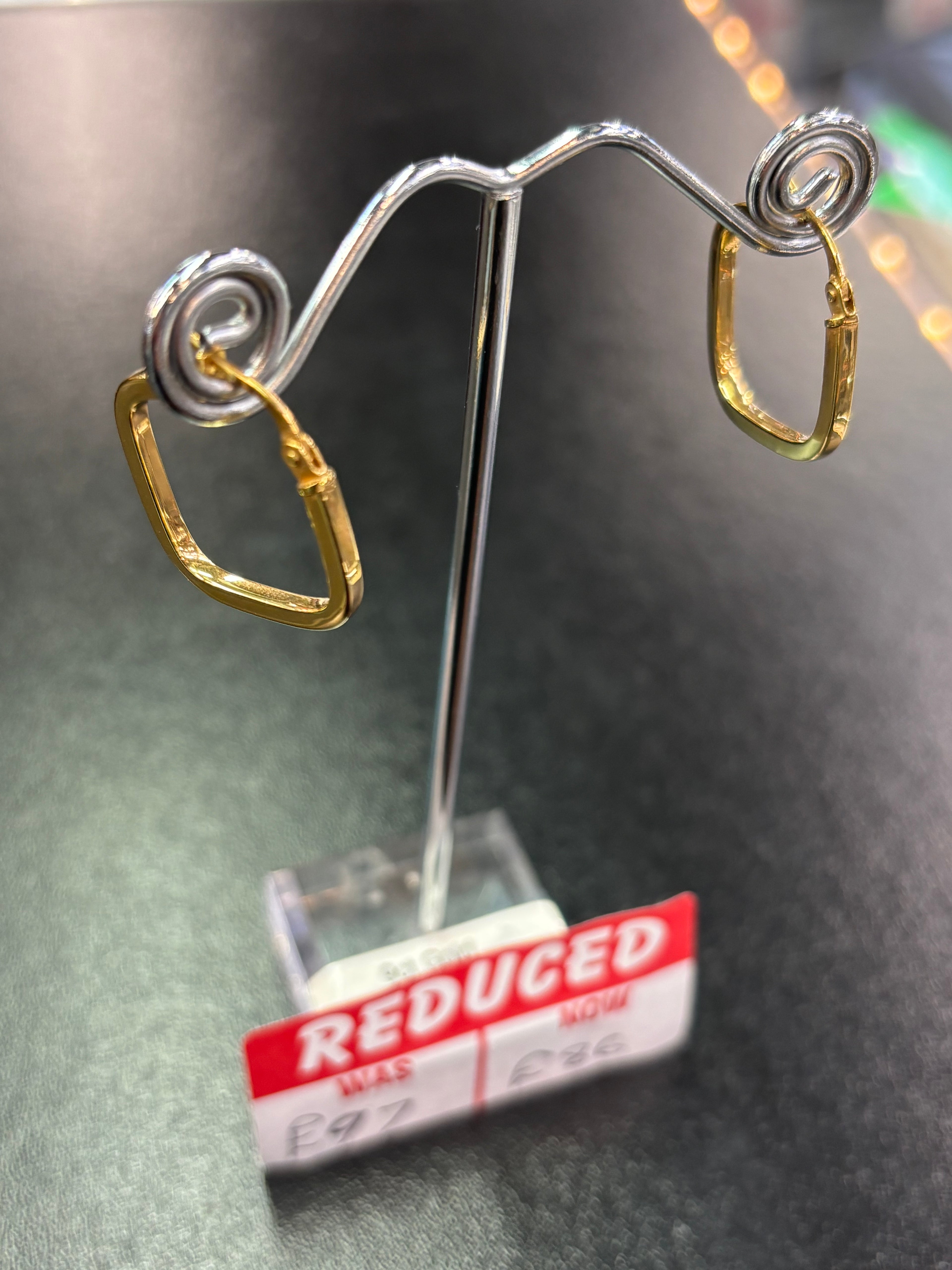 9ct gold square hoop earrings