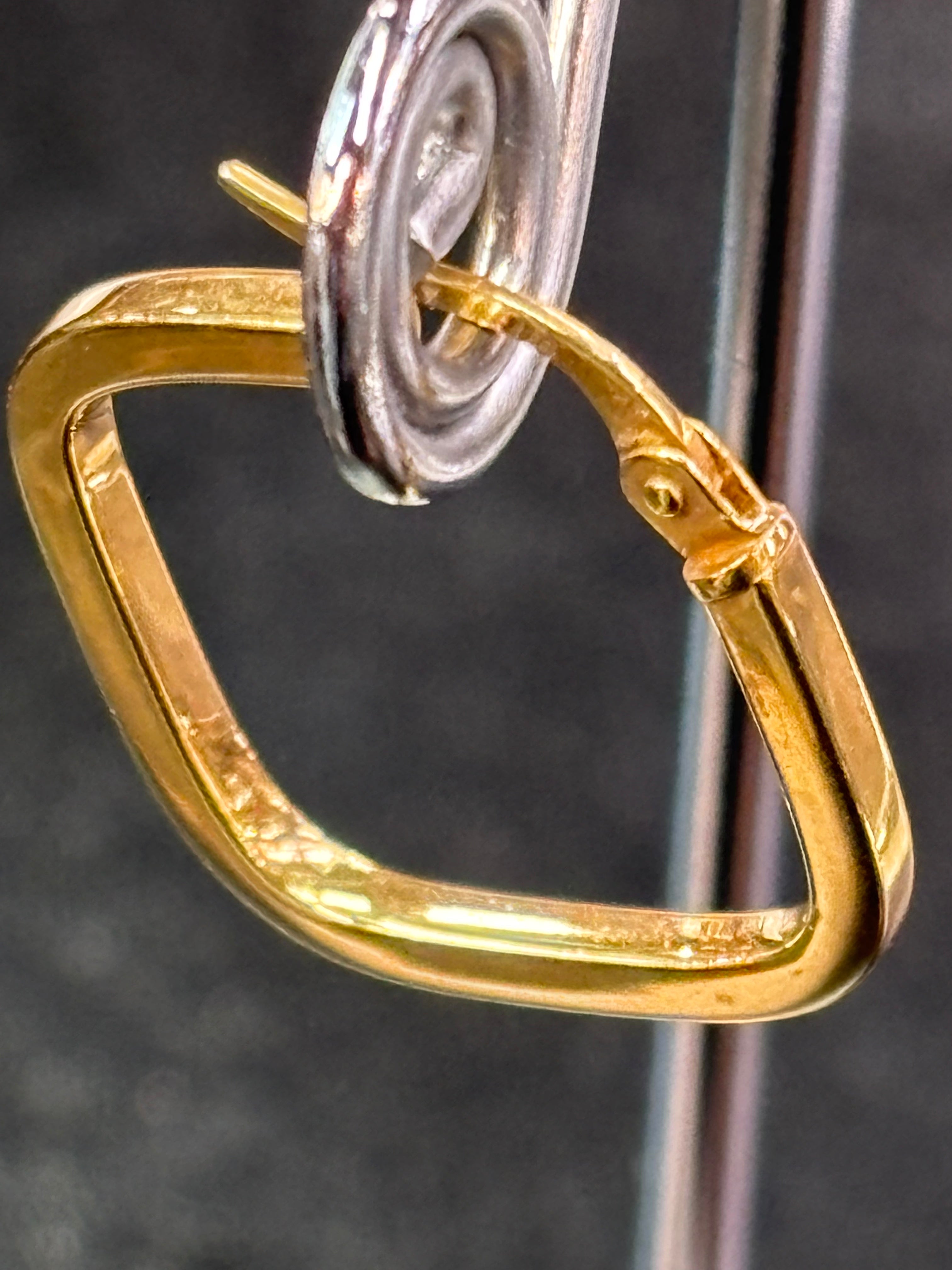 9ct gold square hoop earrings