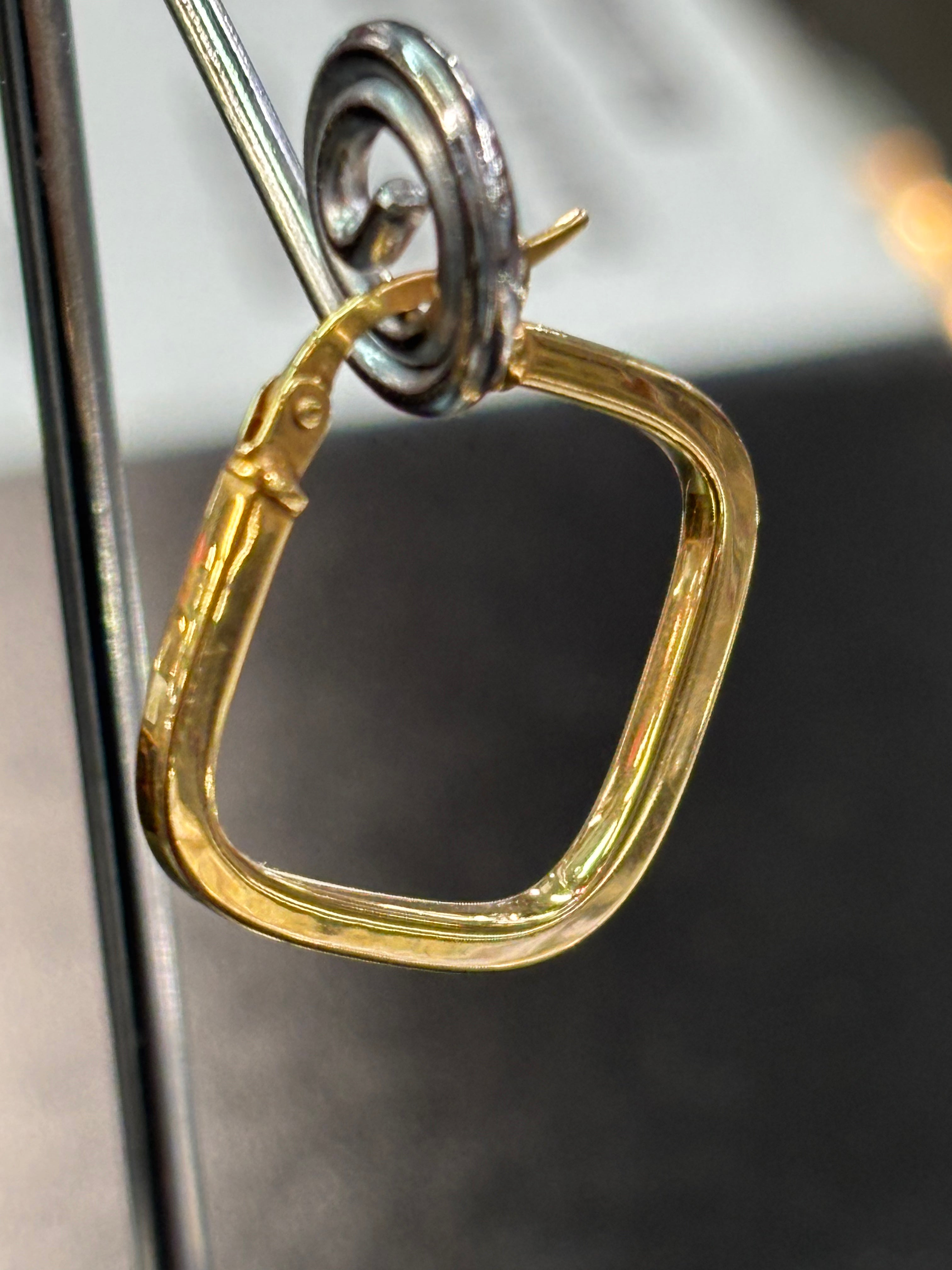 9ct gold square hoop earrings