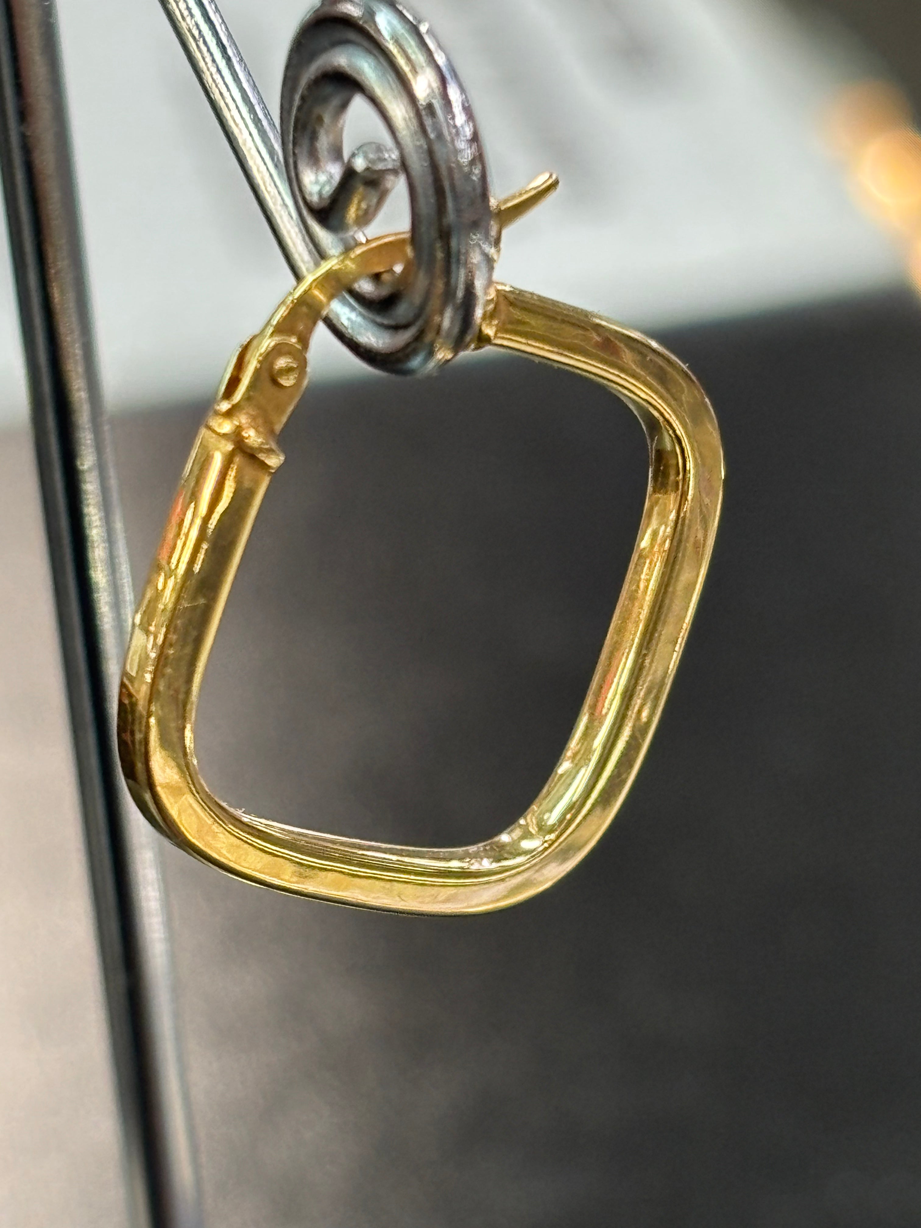 9ct gold square hoop earrings
