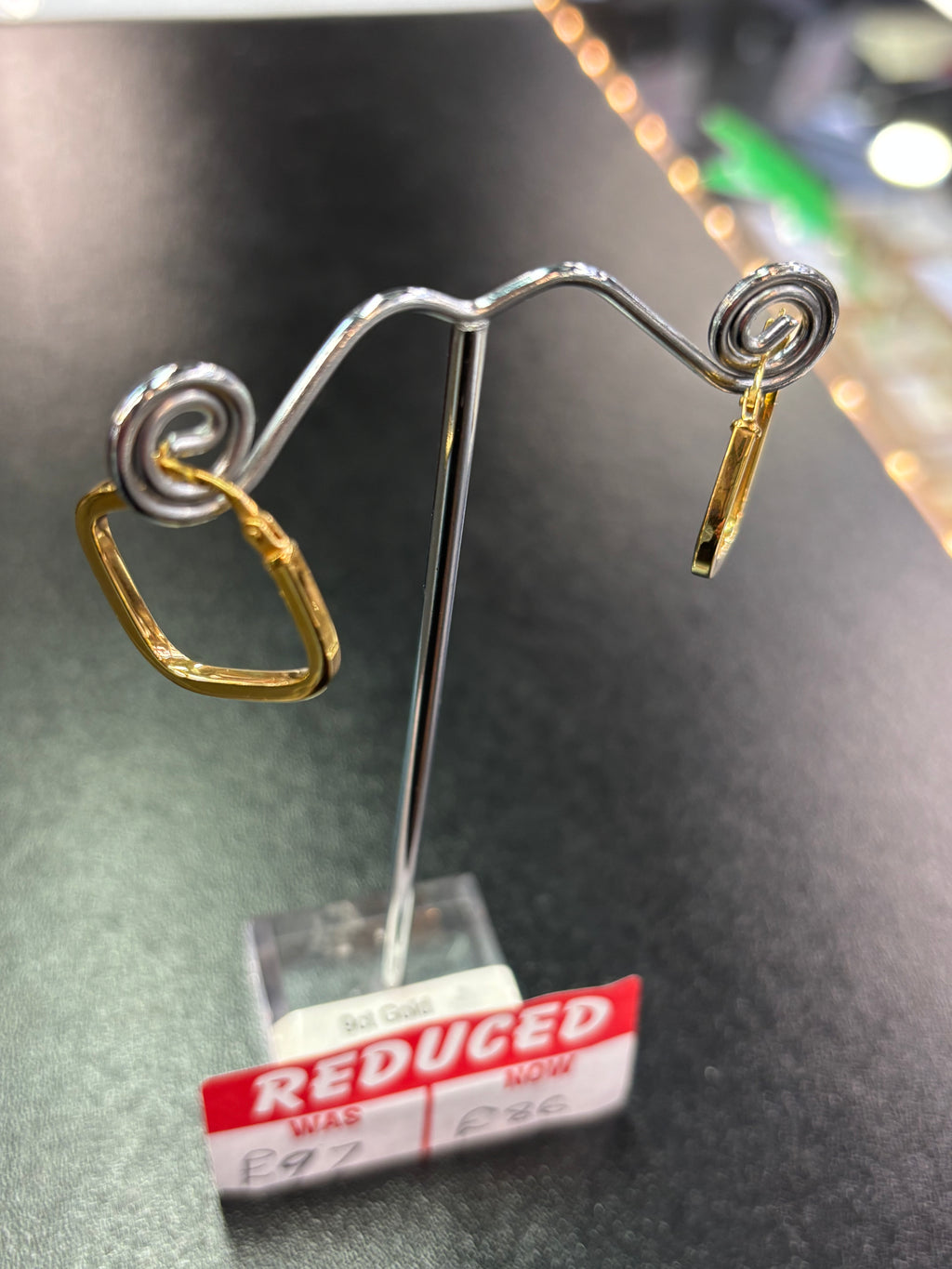 9ct gold square hoop earrings