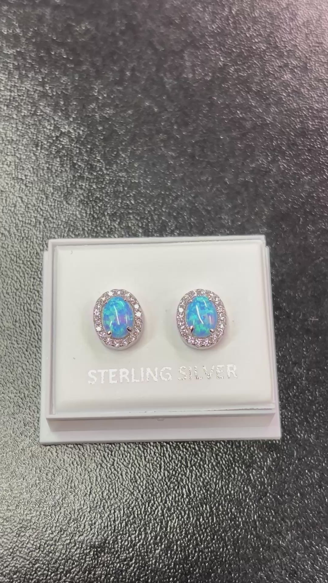 Sterling silver blue opal earrings